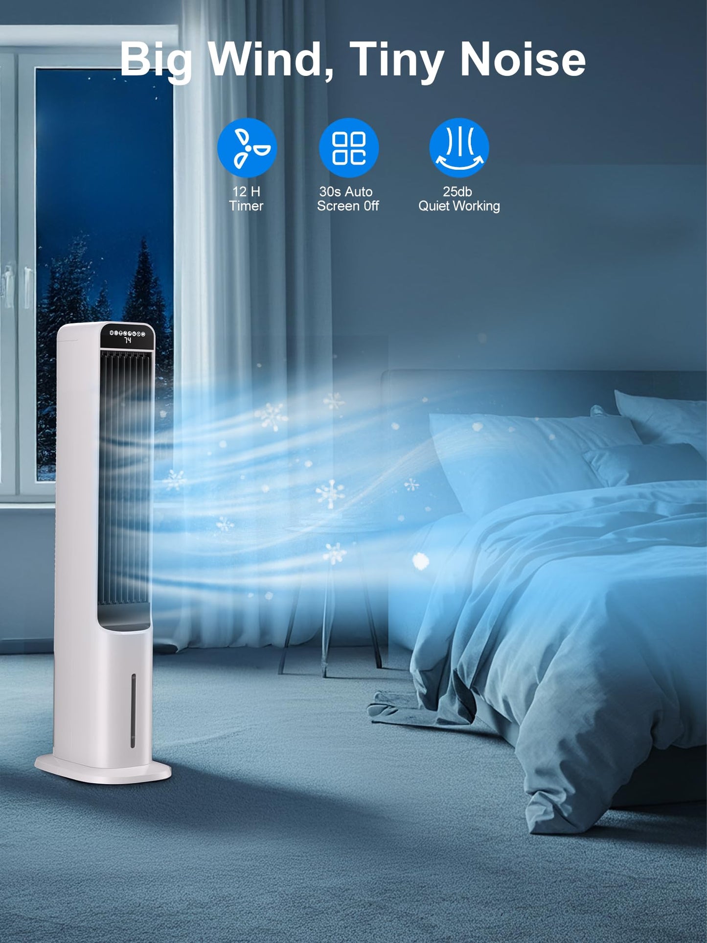 Uthfy 41" Portable Air Conditioners, 3-in-1 Swamp Cooler with 4 Modes, 3 Speeds, 120° Oscillation, 4 Ice Packs, 4L Removable Water Tank, Remote, Easy Cleaning, White
