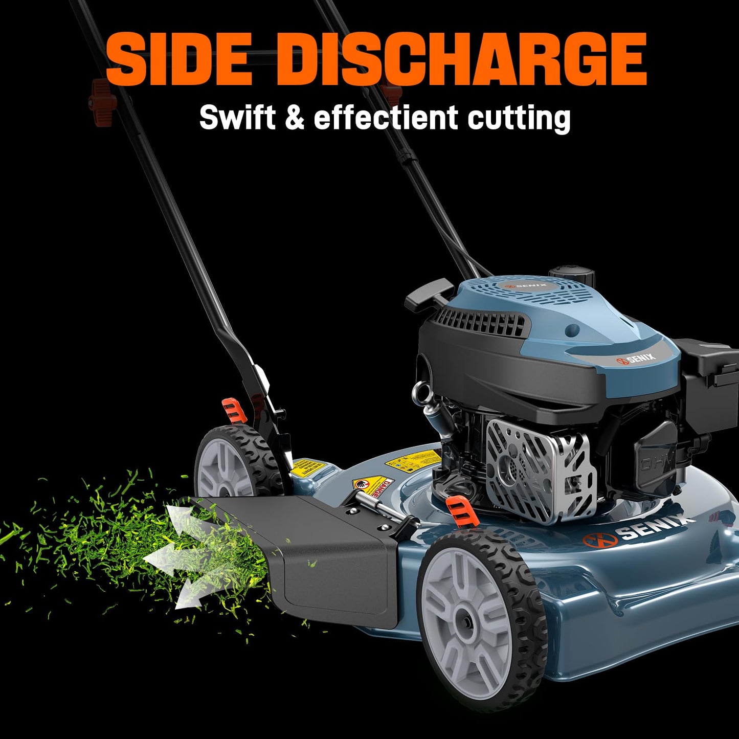 SENIX 144 cc Gas Lawn Mower, 20 inch 4-Cycle Push Mower, Side Discharge, 5 Position Cutting Height Adjustment, Low Noise & Fuel-Efficient for Lawn, Yard and Garden (LSPG-L5)