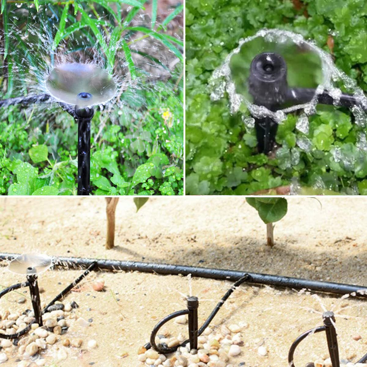 Topiverse 50 Pcs Drip Irrigation Emitters, Adjustable Flow 0-20 GPH Irrigation Drippers with Stake, Full Circle Flow Sprinkler Head, Micro Sprinkler for Garden Patio Lawn Flower Bed