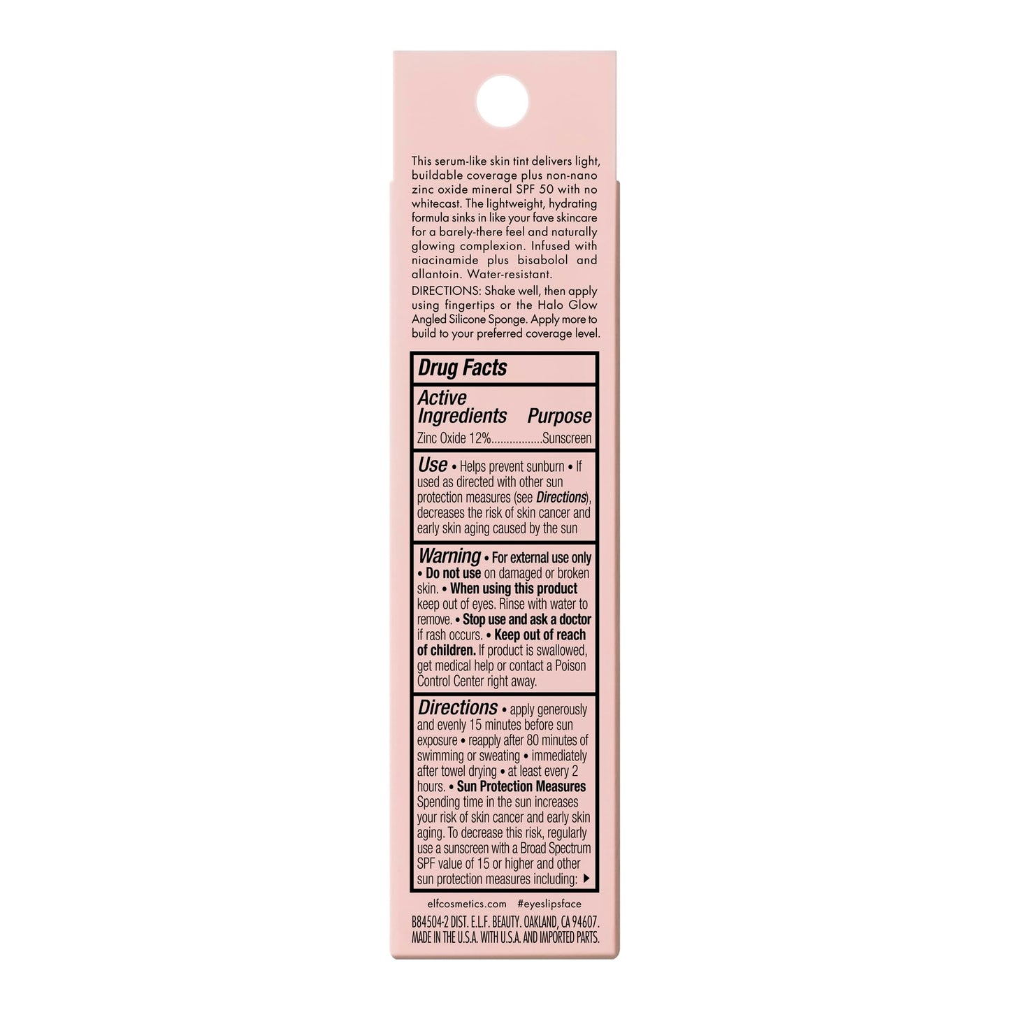 e.l.f. Halo Glow Skin Tint SPF 50, Tinted Moisturizer For Light, Buildable Coverage, Creates A Natural Glow, Vegan & Cruelty-Free, 1 Fair Neutral
