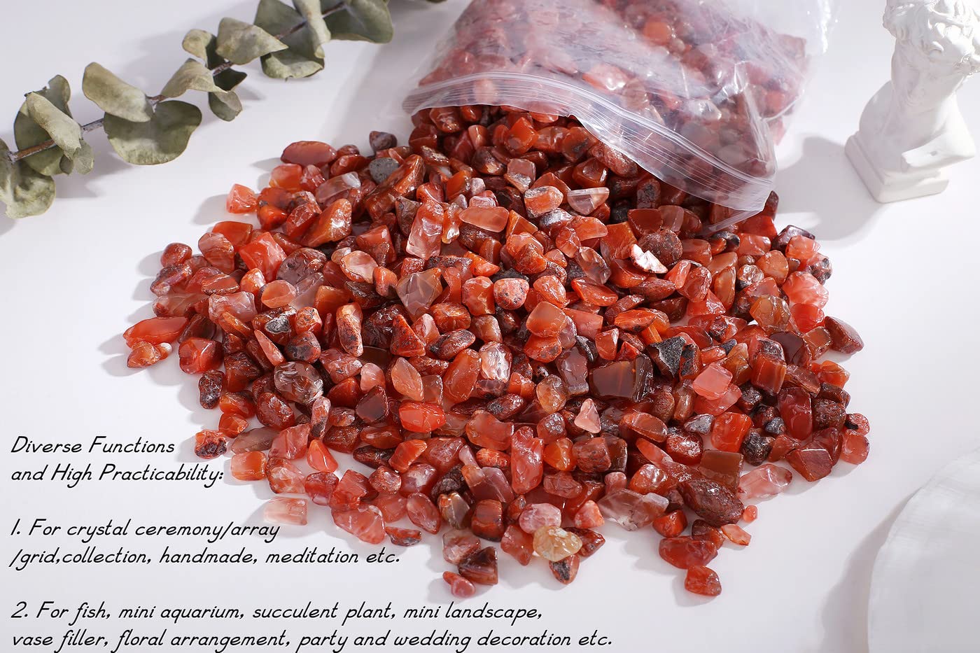 Red Carnelian Crystal Polished Rocks 0.3-0.4" Tumbled Reddish Brown Agate Stones Chips Quartz Stone Crushed Healing Crystals Natural Gem Home Decoration Aquarium Plants Vase Filler Ornament 0.6lbs