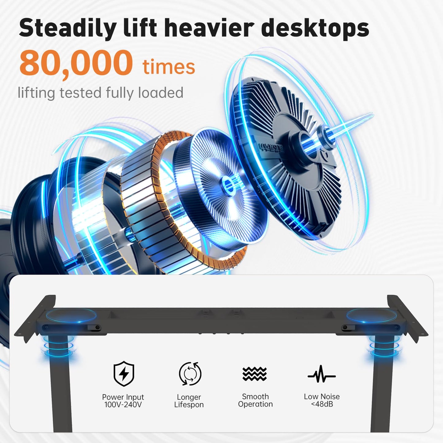 PulvinarVita Dual Motor Standing Desk Frame, Ergonomic Stand Up Desk Base Workstation with Cable Management Tray, Headphone Hook for Home Office