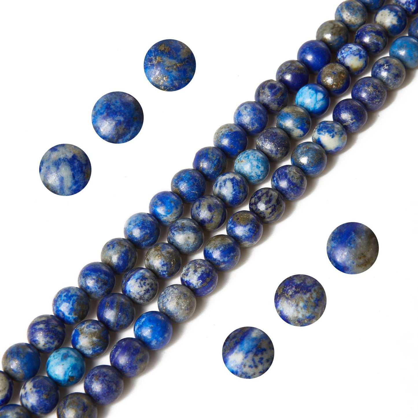 60pcs 6mm Natural Lapis Lazuli Beads Gemstone Beads Round Loose Beads for Jewelry Making