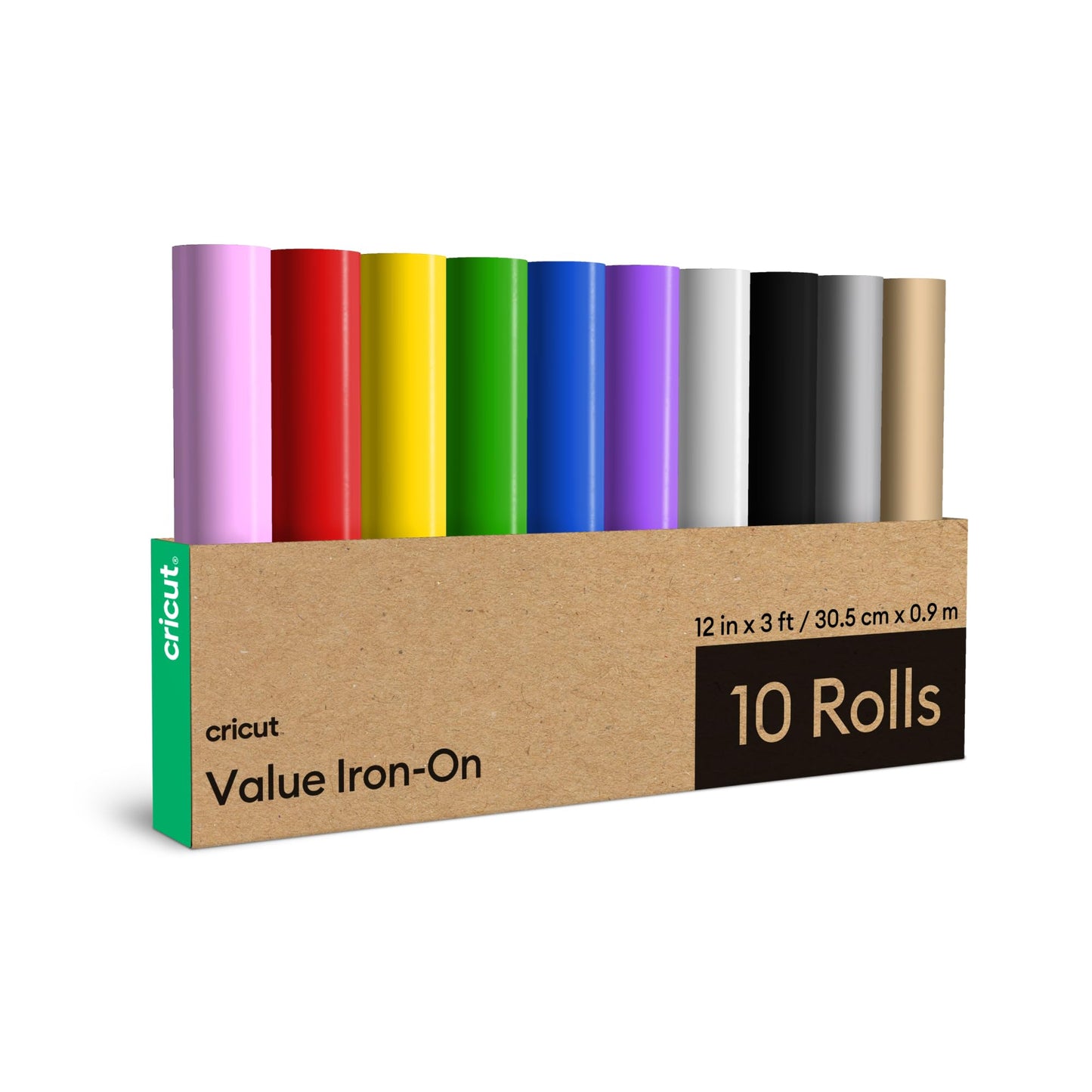 Cricut® Value Iron-On, Rainbow Sampler - 12 in x 3 ft (10 ct)- HTV Heat Transfer Vinyl