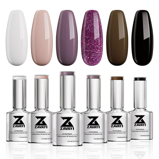 ZAVAYI 6 Colors Fashion-Forward Gel Polish Kit｜Soft Earth Tones for Stylish Women, Non-Toxic & Long Lasting, Salon-Quality Nails at Home (Urban Earth Hues, 0.25fl.oz)