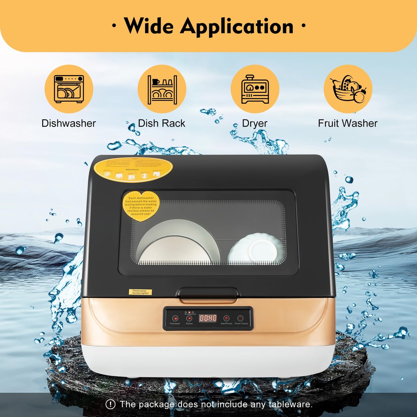 HZOPUTLH Portable Countertop Dishwasher, 3-in-1 Washing Modes Portable Washer for 4-6 Sets (12-20 Pieces of Tableware), Mini Dishwasher with 360° Rotating Spray for Washing Dishes, Vegetables Fruits
