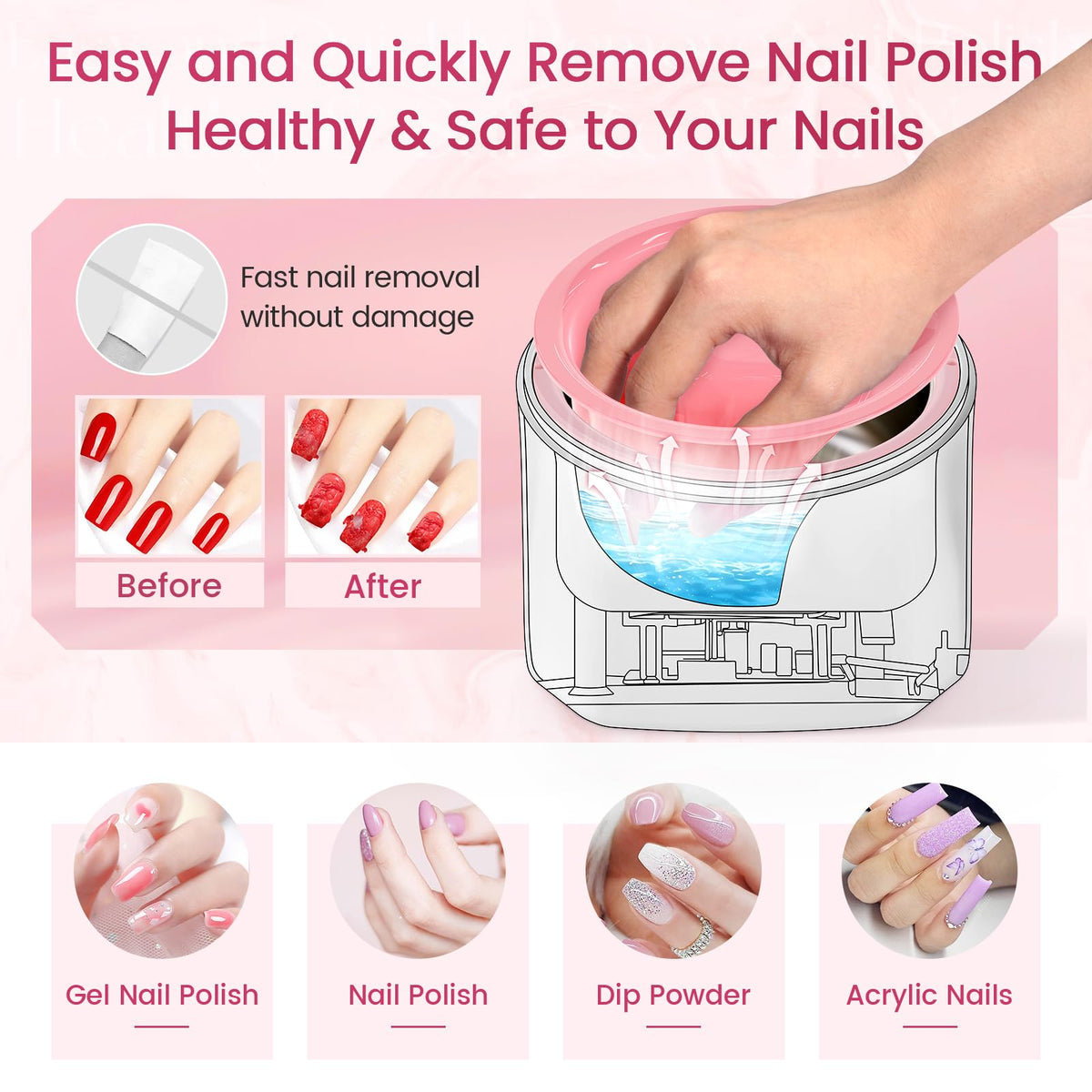 Yokilly Nail Soaking Bowl Heated: 50% Faster Nail Soak off Bowl for Women Nail Beginner - Electric Manicure Nail Bowl for Home Salon