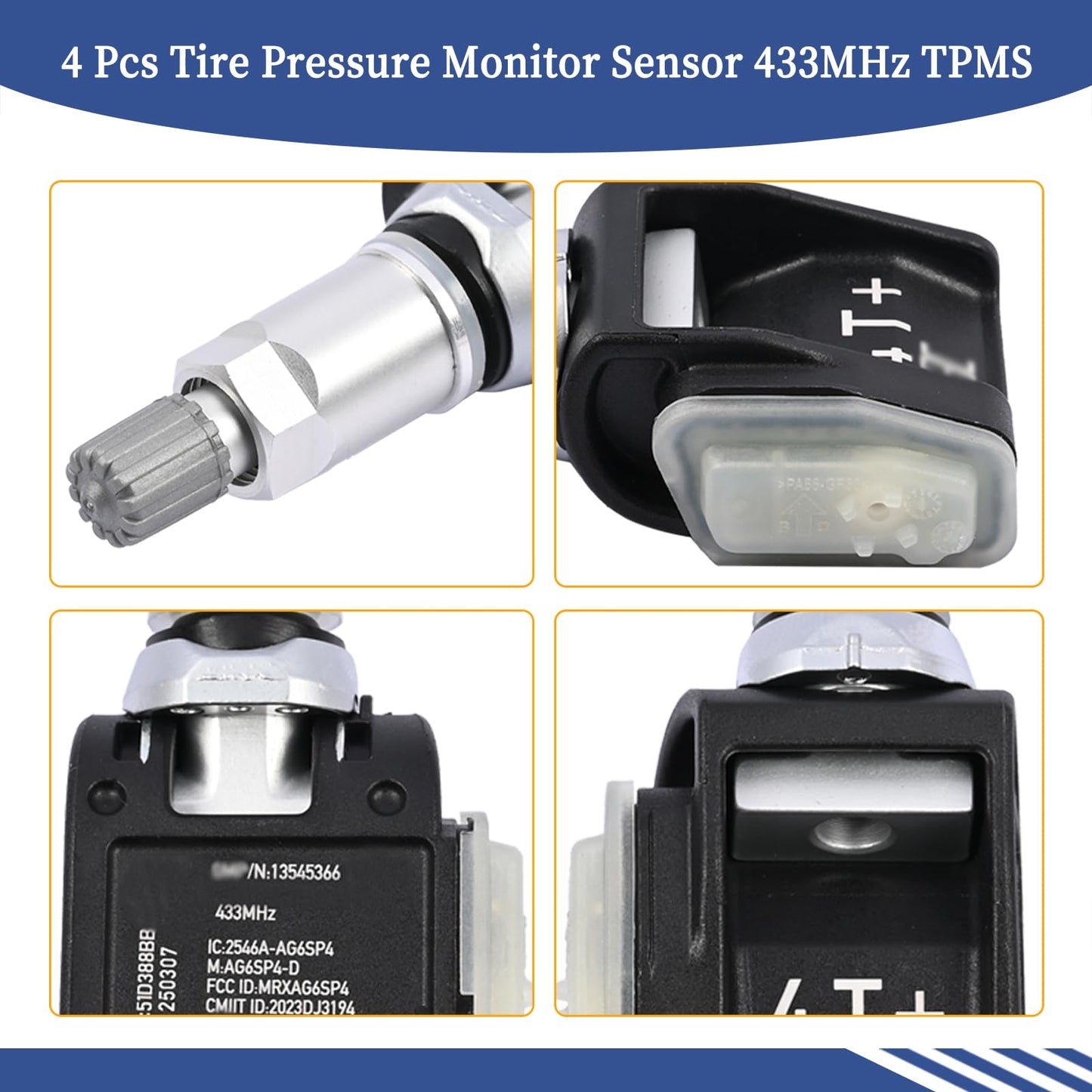 ‎Getfarway ‎‎4 Pcs Tire Pressure Monitor Sensor 433MHz TPMS 13545366 Fit for GMC Chevrolet Cadillac Sierra Silverado Suburban Tahoe Yukon Escalade 2019-2025 86803857 84338125 85110397
