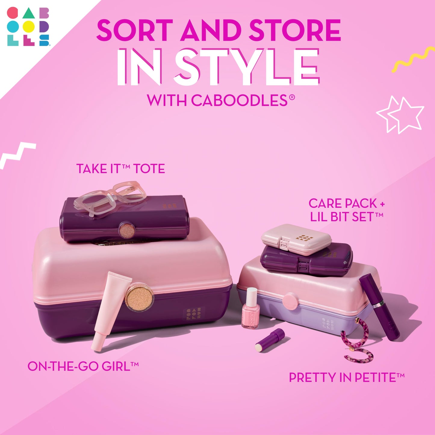 Caboodles Twilight Disco - On-the-go Girl Costmetic Organizer Make-up & Accessory Carry Case, Pink Sparkle