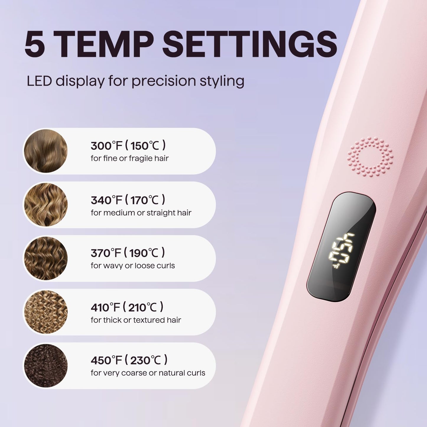 Wavytalk Steam Hair Straightener, Steam Sesh, Steam Reduces Damage, Nourishes Hair & Expedites Straightening, 1.38'' Nano Titanium Flat Iron with Detachable Comb for Silk Press Smoothing, Sakura Pink