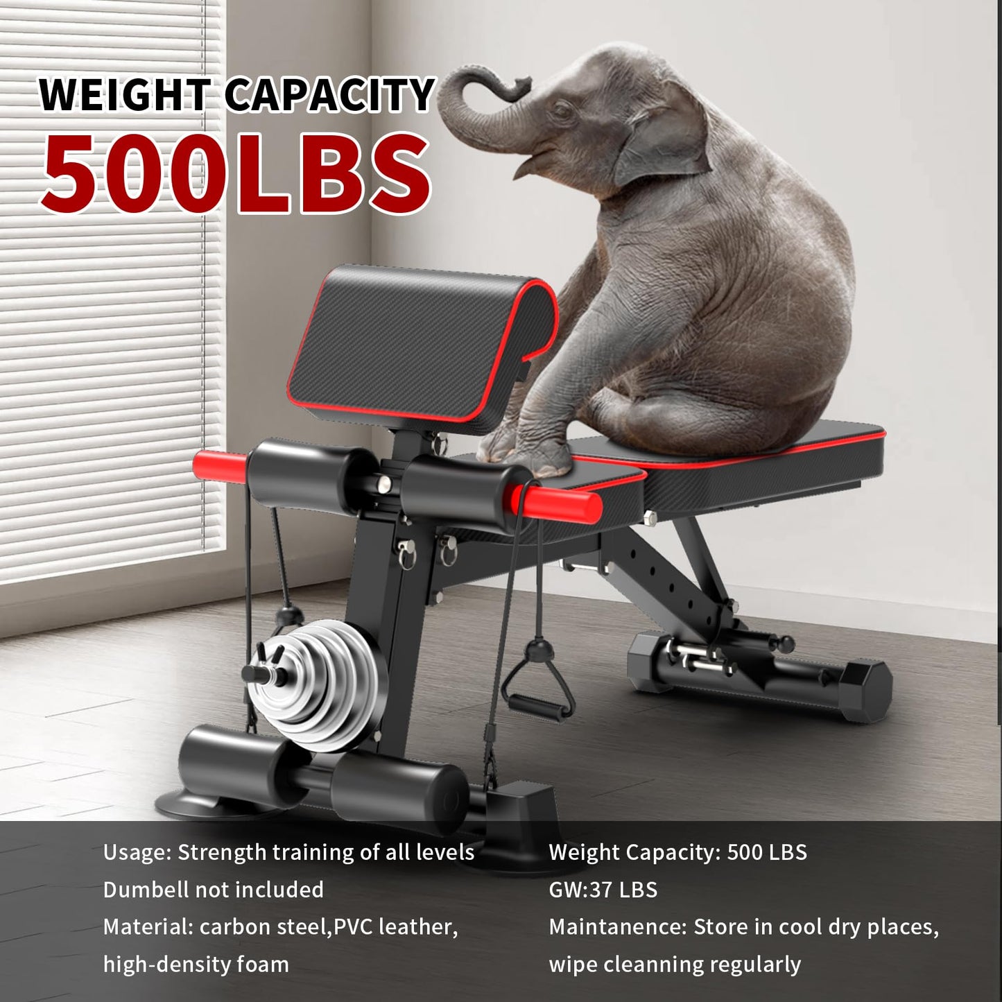 Adjustable Weight Bench,Utility Workout Bench Foldable Incline Decline Benches for Home Gym Full Body Workout,Load 330LBS