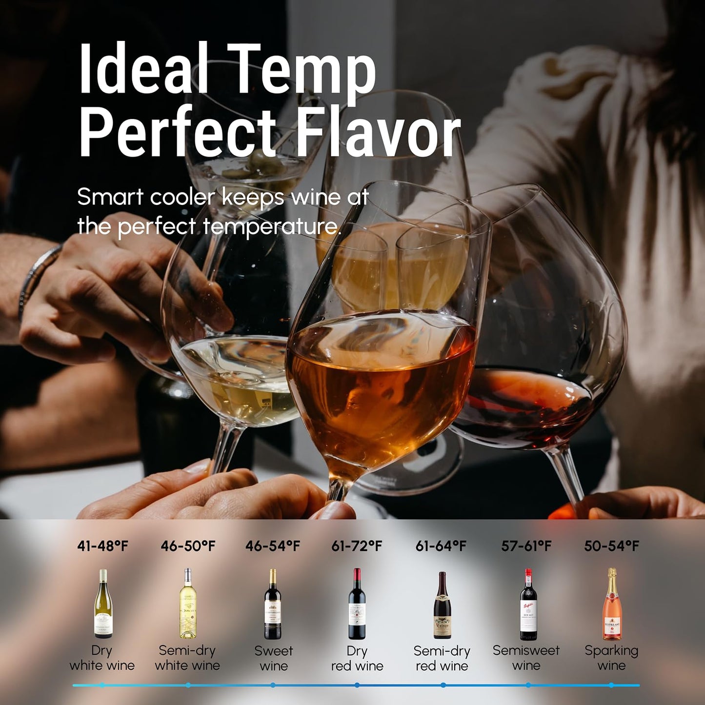 Yeego Wine Fridge – 46 Bottles Wine Cooler, 38–65℉ Digital Control with Double Glass Door & LED Light, Freestanding Wine Fridge Under Counter for Home Bar and Kitchen
