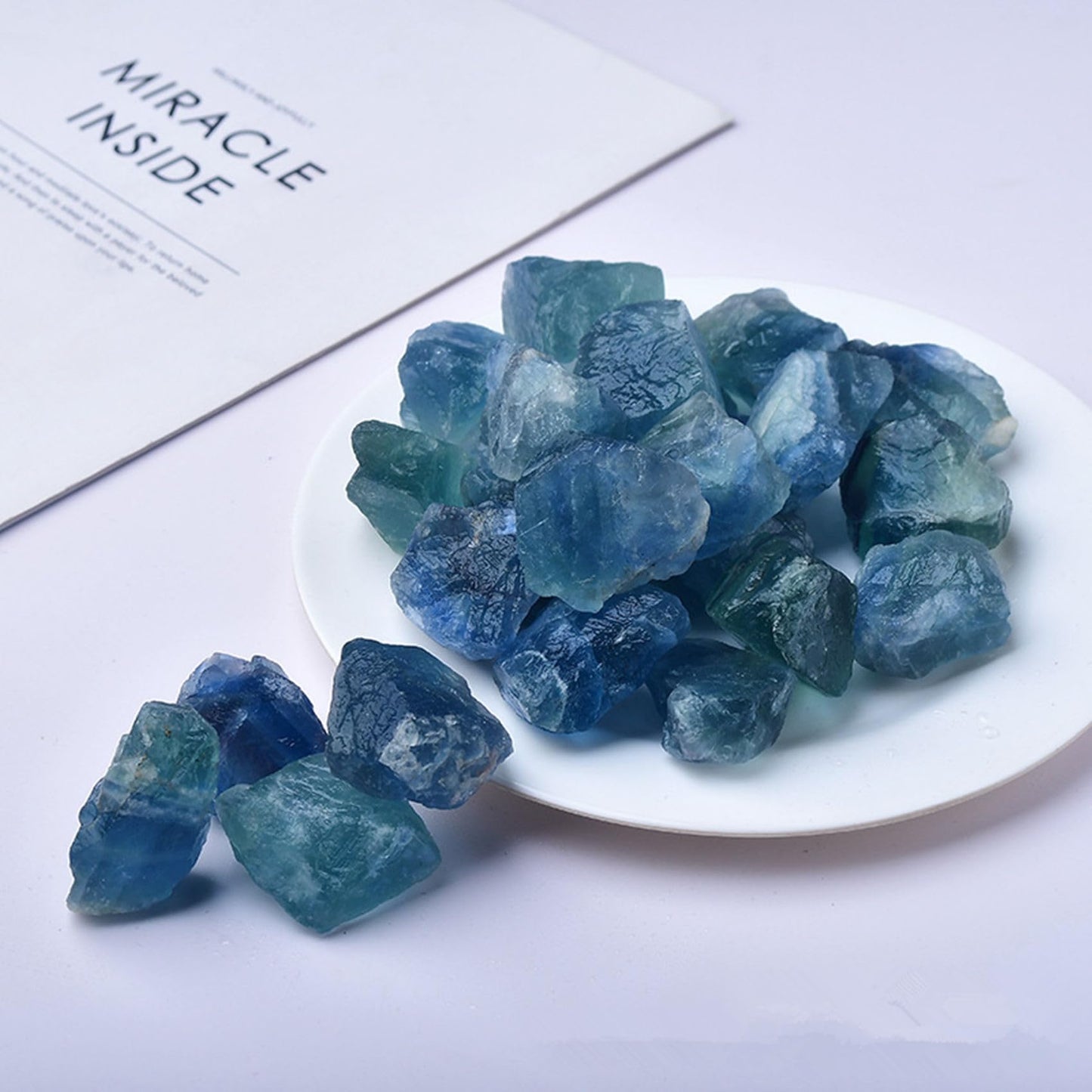 Blue Fluorite Raw Crystals Healing Crystals Natural Rough Stones 1.2-2" for Tumbling, Fountain Rocks, Yoga, Meditation, Polishin, Gift 9