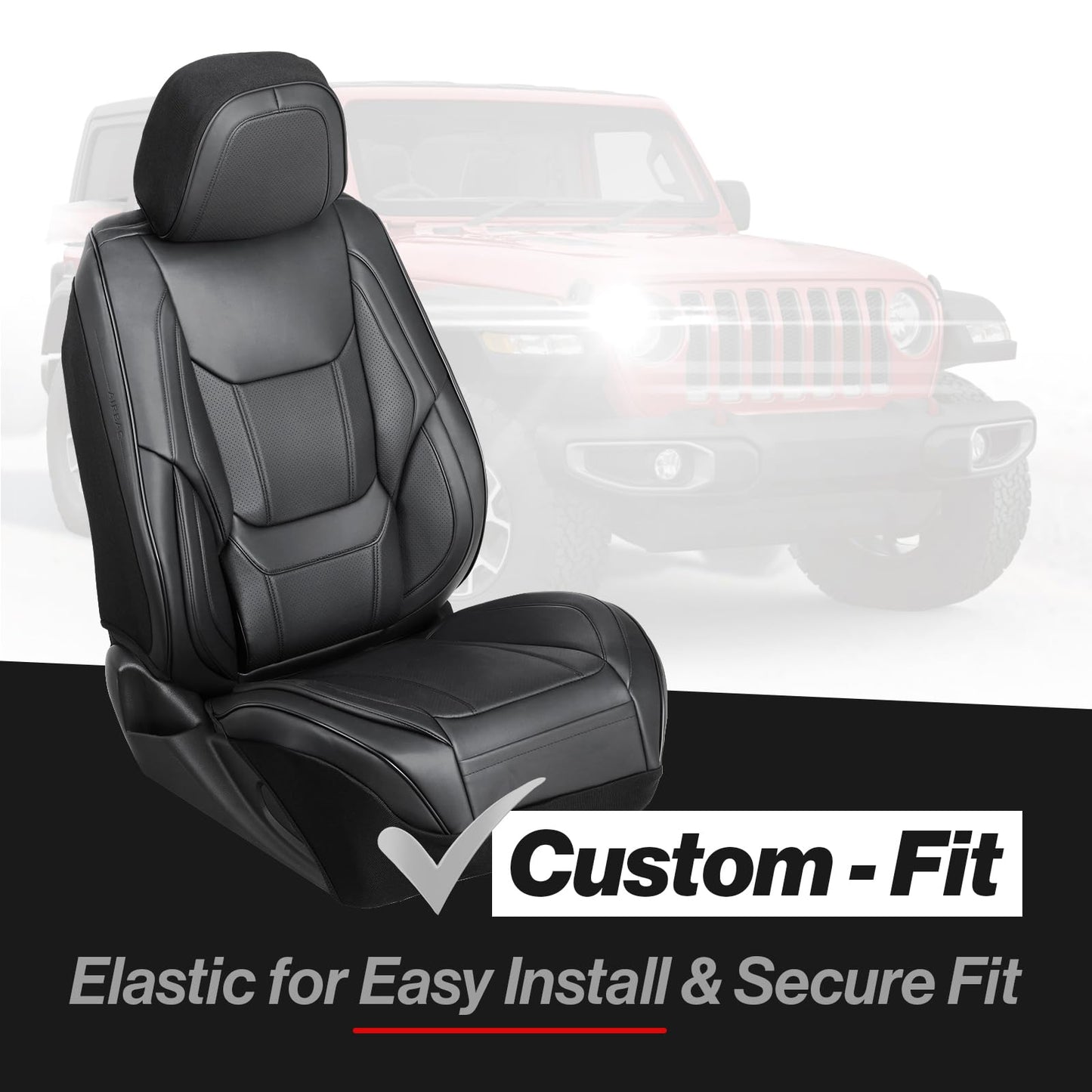 Coverland Custom SUV Car Seat Covers Front Seats for [2010-2026 Lexus RX 350 Rear Bench Seat] - Protector Car Seat Cover Water Resistant Leather Memory Form Back Support Seat Cushion [Front-Black]
