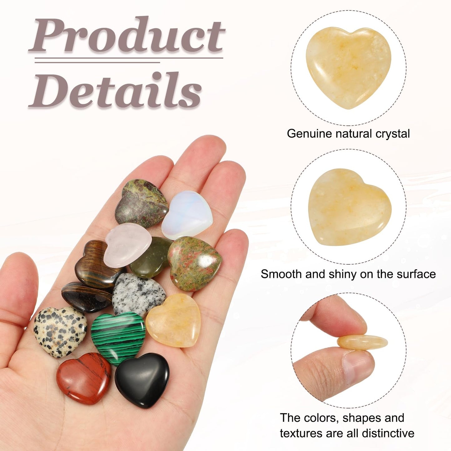 uxcell 5 Pcs Topaz Crystal Stones Heart Shaped, 2 cm Tumbled Stones and Crystals, Polished Gemstone Rocks for Women Gifts Meditation Crafting Home Decor
