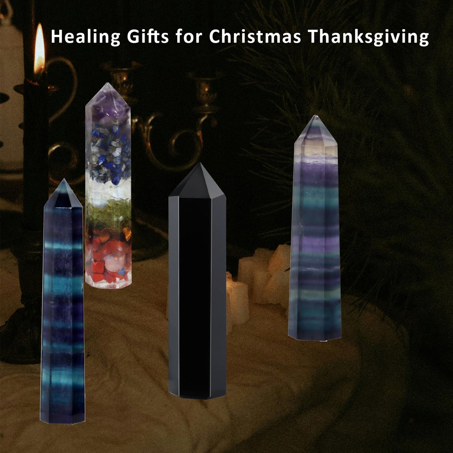 Fluorite Healing Crystals Wand, 3" Natural Crystals and Healing Stones, Polishing Reiki Energy Gemstones Crystal Points for Meditation Spiritual Decor Gifts for Women (Rainbow Fluorite-Large)
