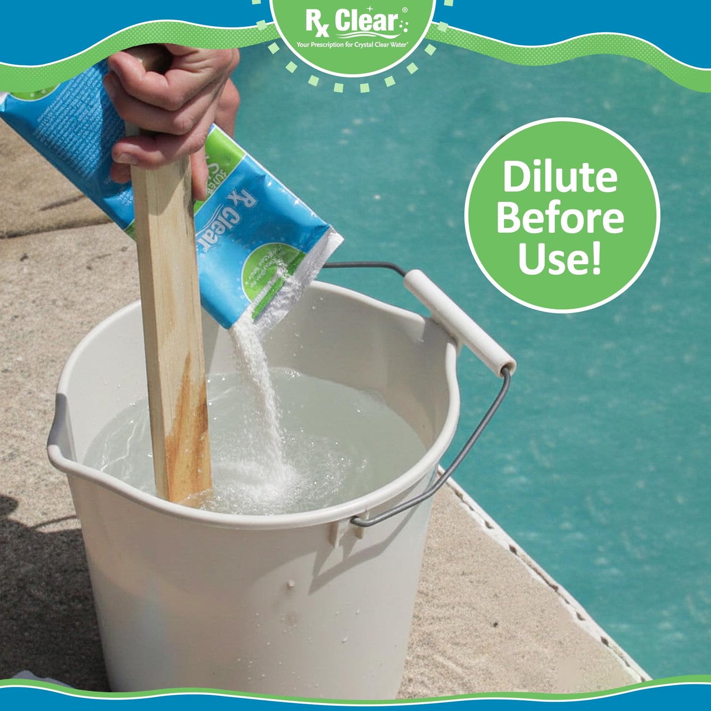 Rx Clear Mega Shock | 73% Calcium Hypochlorite | Kills Algae in Swimming Pools | Works As Pool Sanitizer Clarifier and Algicide | One Pound Bags | 6 Pack