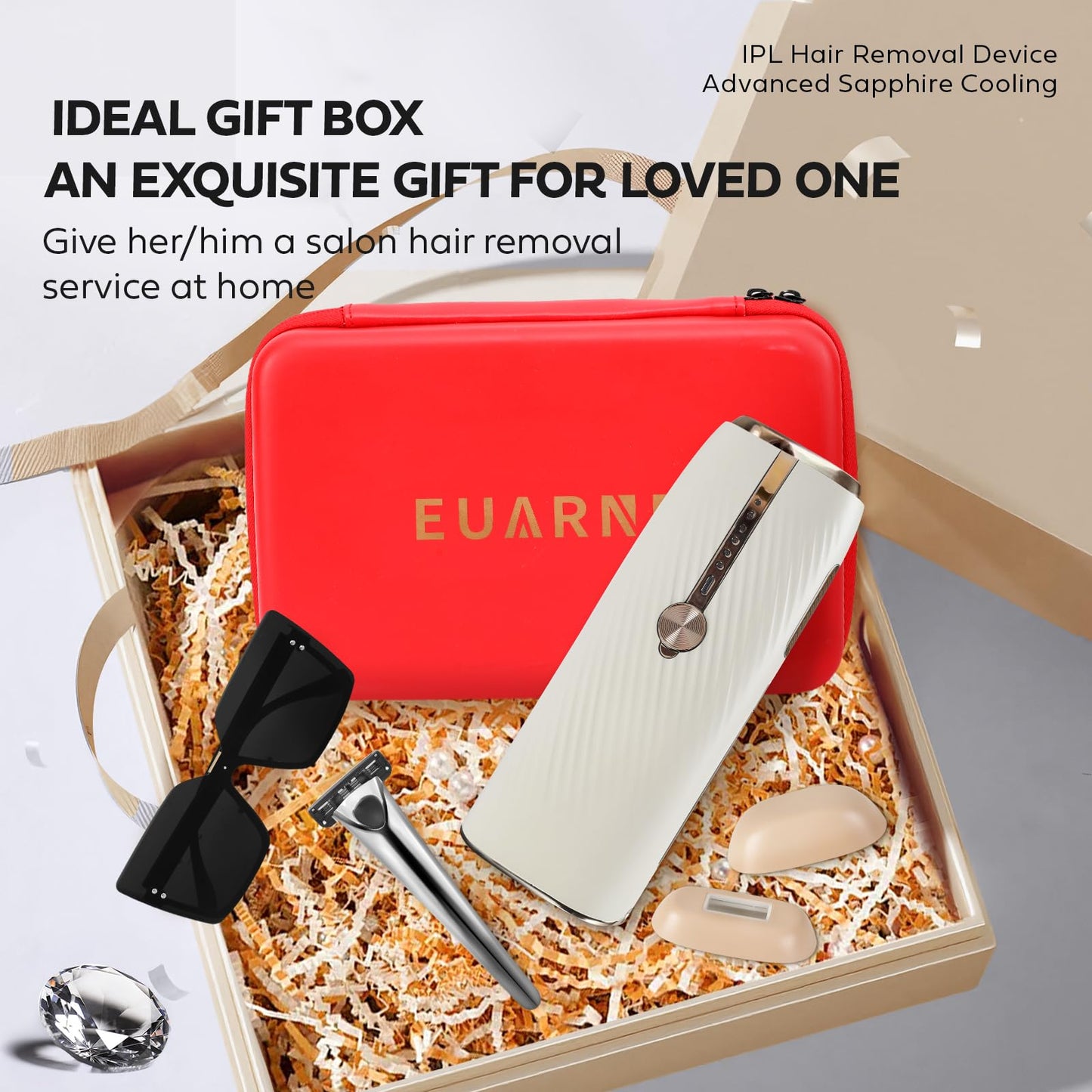 EUARNE Laser Hair Removal for Women and Men, IPL Laser Hair Removal Painless, Permanent, at-Home Use Facial Hair Removal for Women, Dual Lights, Effective in 2 Weeks, Storage Bag for Travel