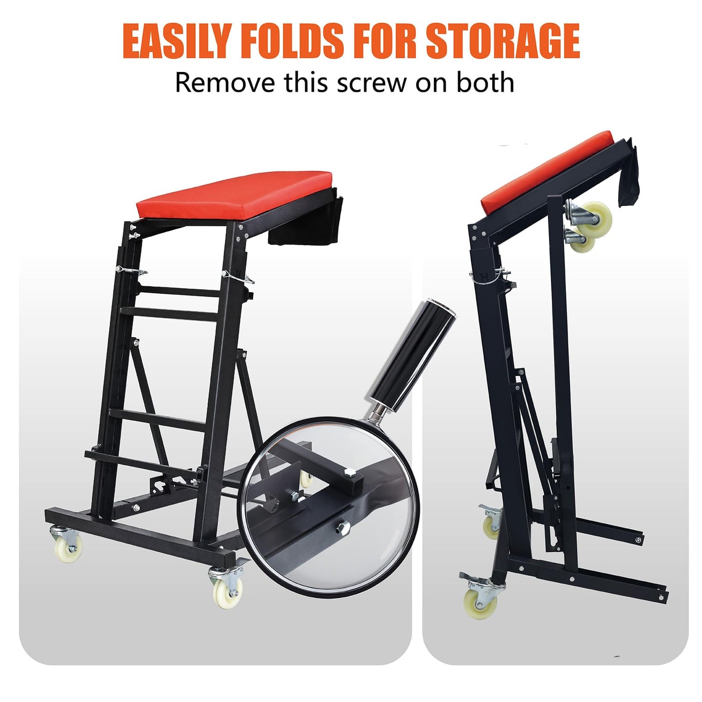 THDUGG Large Topside Creeper 48"-64" Height Range, 400 LBS Capacity Automotive Creeper Top Side Creeper Foldable Car Creeper with 4 Caster Wheels and Padded Deck for Auto Repair Maintenance
