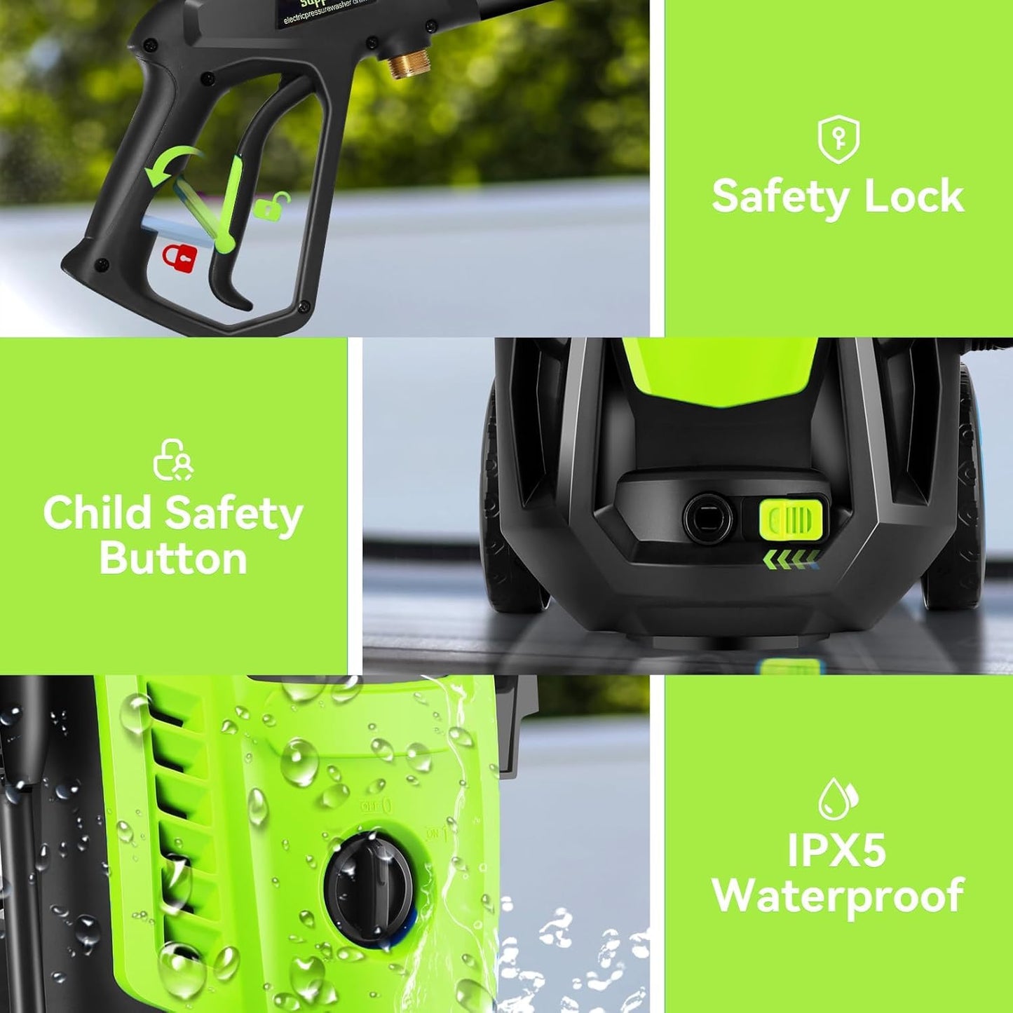 Commowner 5000PSI Electric Pressure Washer, 2025 4.0 GPM High Power Washer Machine, with Adjustable Nozzle and Soap Bottle for Cars/Fences/Driveways/Home/Patios (Green)