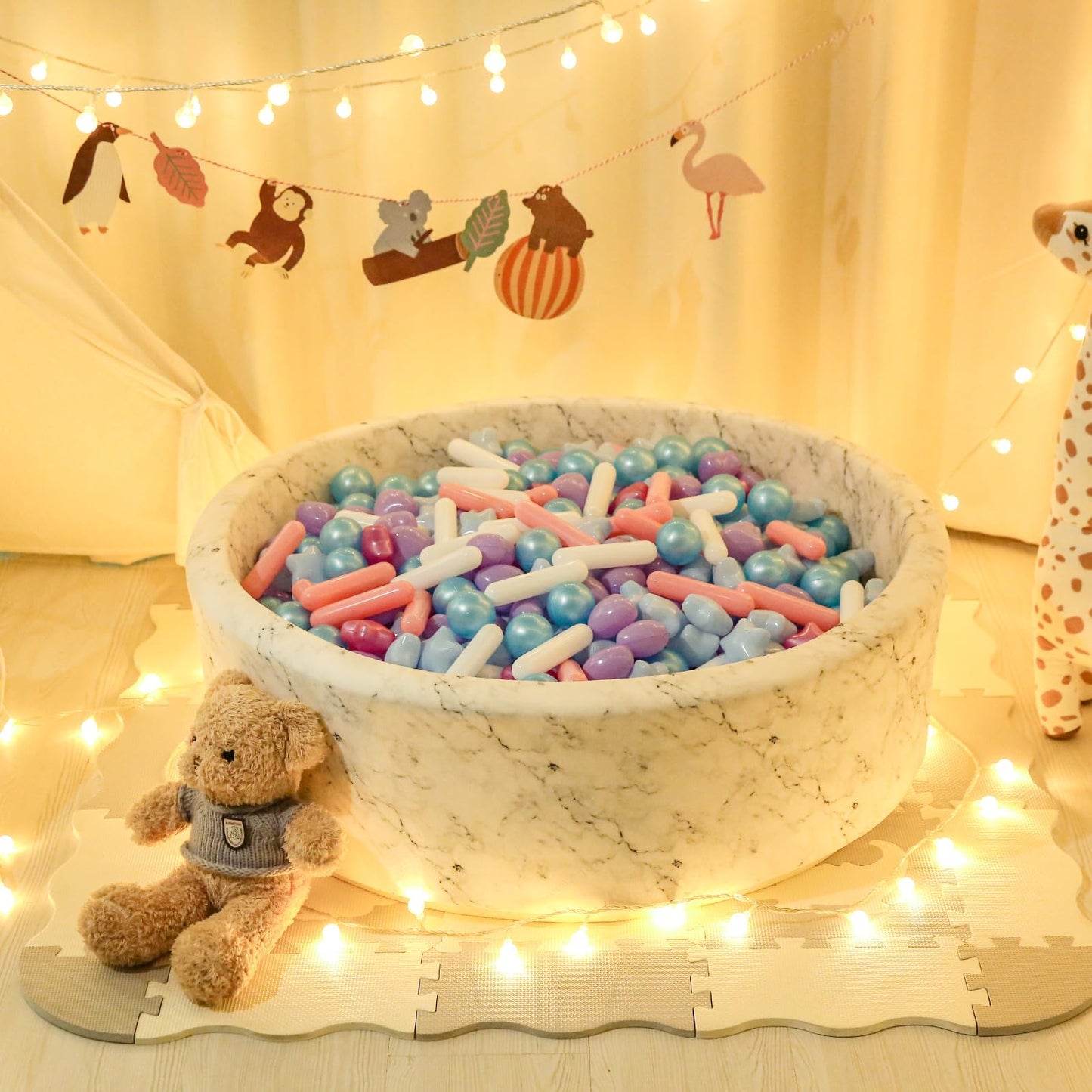 STARBOLO Ball Pit Balls - Pack of 500pcs Crush Proof Plastic Children's Toy Balls Mermaid Ocean Balls for Birthday Party Christmas Water Toy Indoor Outdoor,4 Shapes.