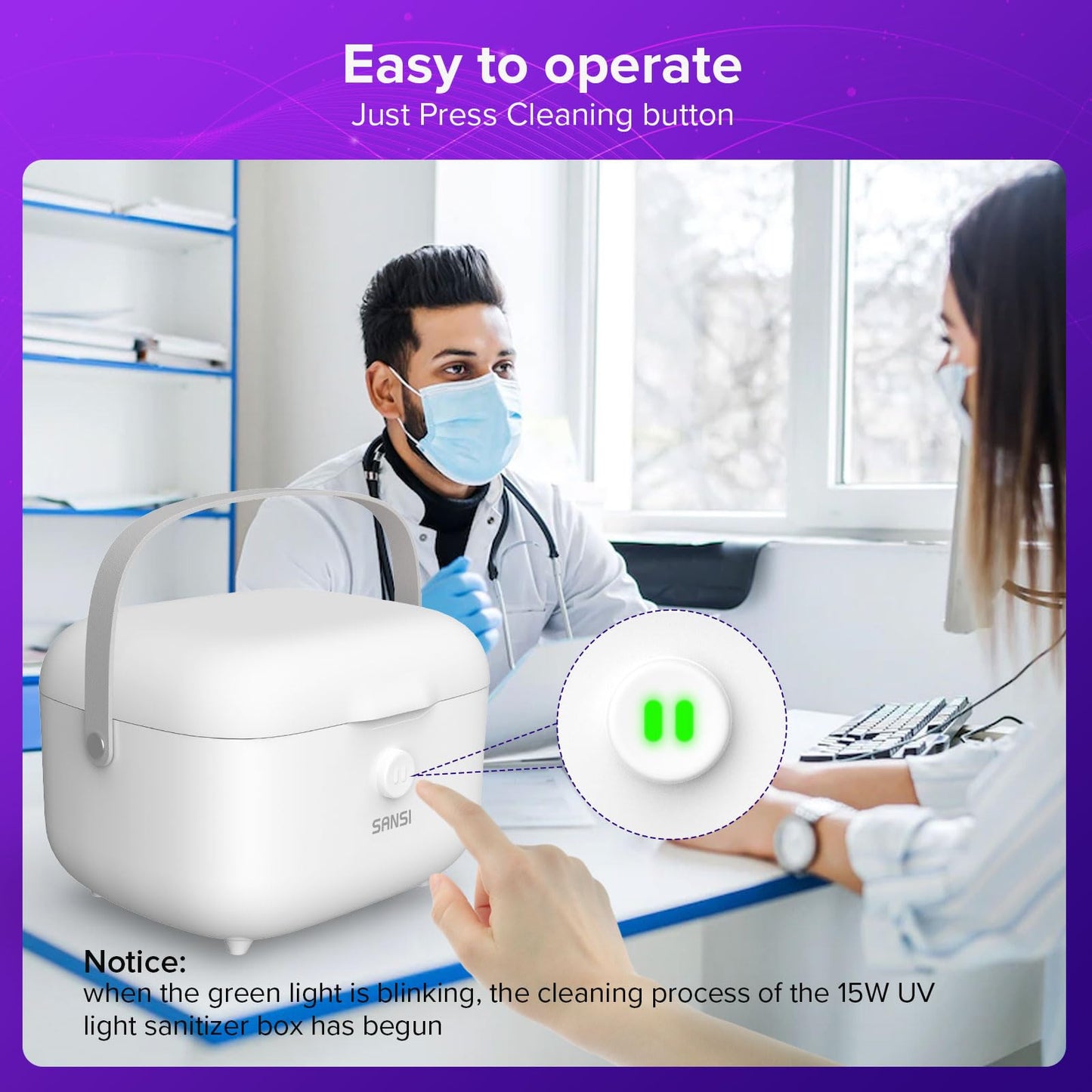 SANSI UV Light Sanitizer Box with 360° UVC Chips, Sanitizes in 5 Minutes 5.1L Large Capacity Sanitizer for Baby & The Whole Family (15W)