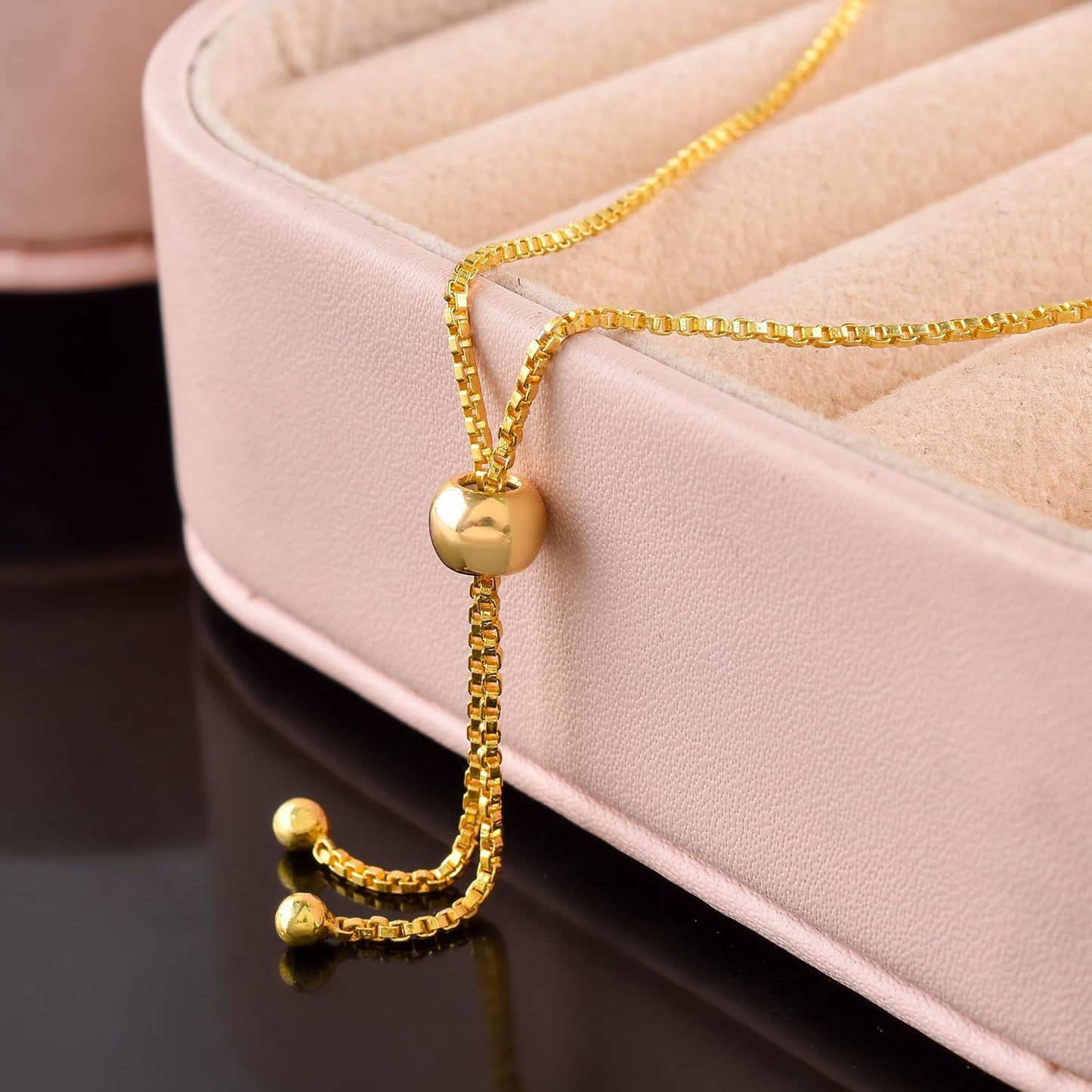 InfinityGemsArt Aquamarine Bracelets For Women March Birthstone Jewelry Micro Blue Beads Beaded Stone Bolo Slider Crystals Gemstones Bracelet, 14K Gold Plated Adjustable Chain, Mother's Day Jewelry For Mom