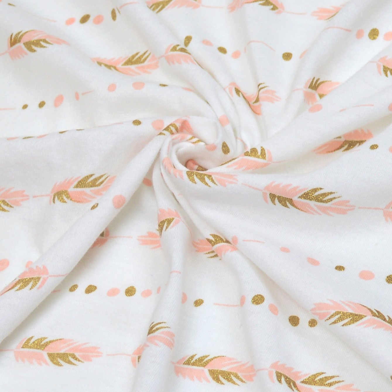 American Baby Company 2 Pack Fitted Crib Sheets 28" x 52", Soft Breathable Neutral 100% Cotton Jersey Sheet, Sparkle Gold/Pink Feathers/Arrows, for Boys and Girls, Fits Crib and Toddler Bed mattresses