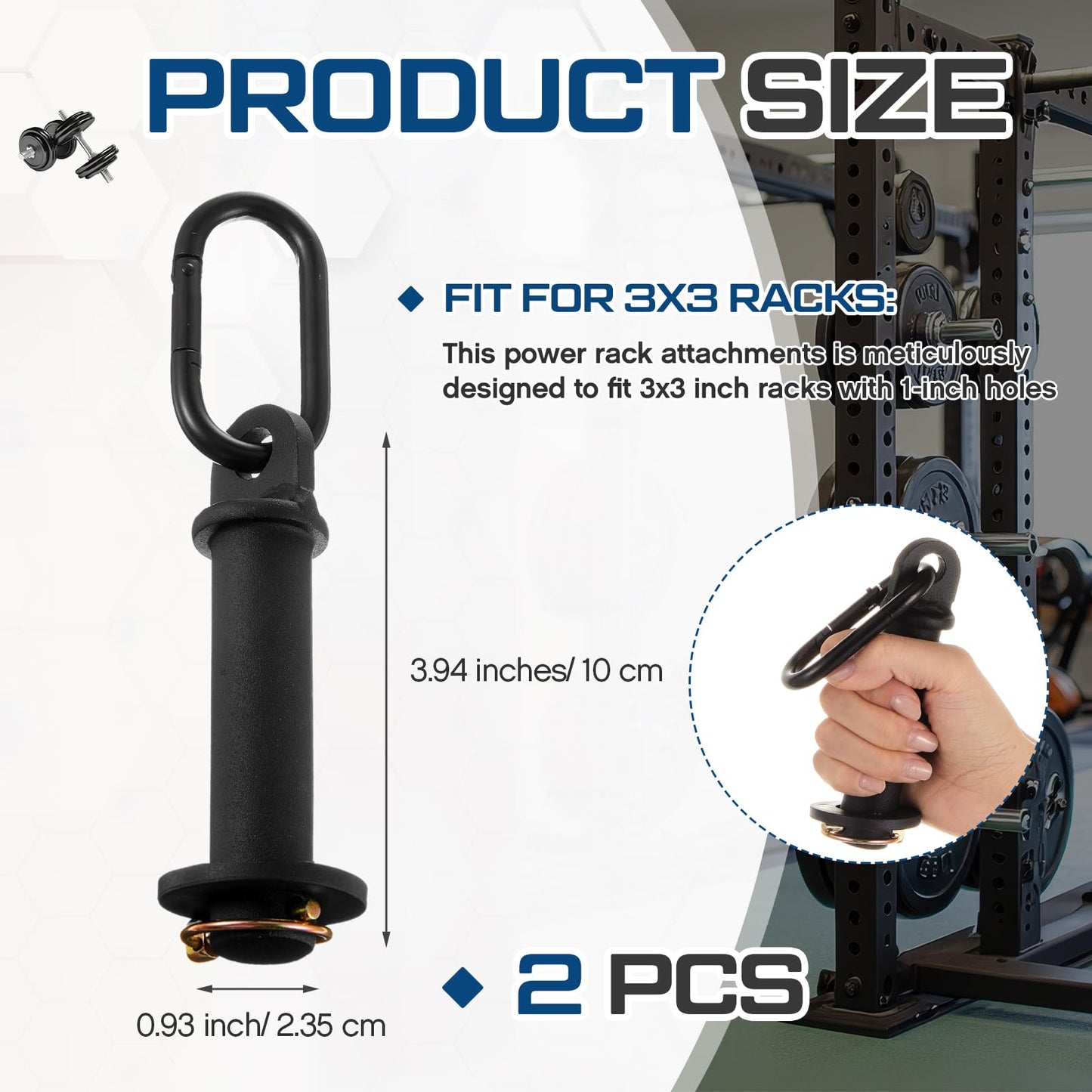 Lasnten 2 Pack Power Cage Squat Rack Home Gym Equipment Attachments Accessory Fits 3x3 Rack with 1" Hole for Power Strength Training Workouts"