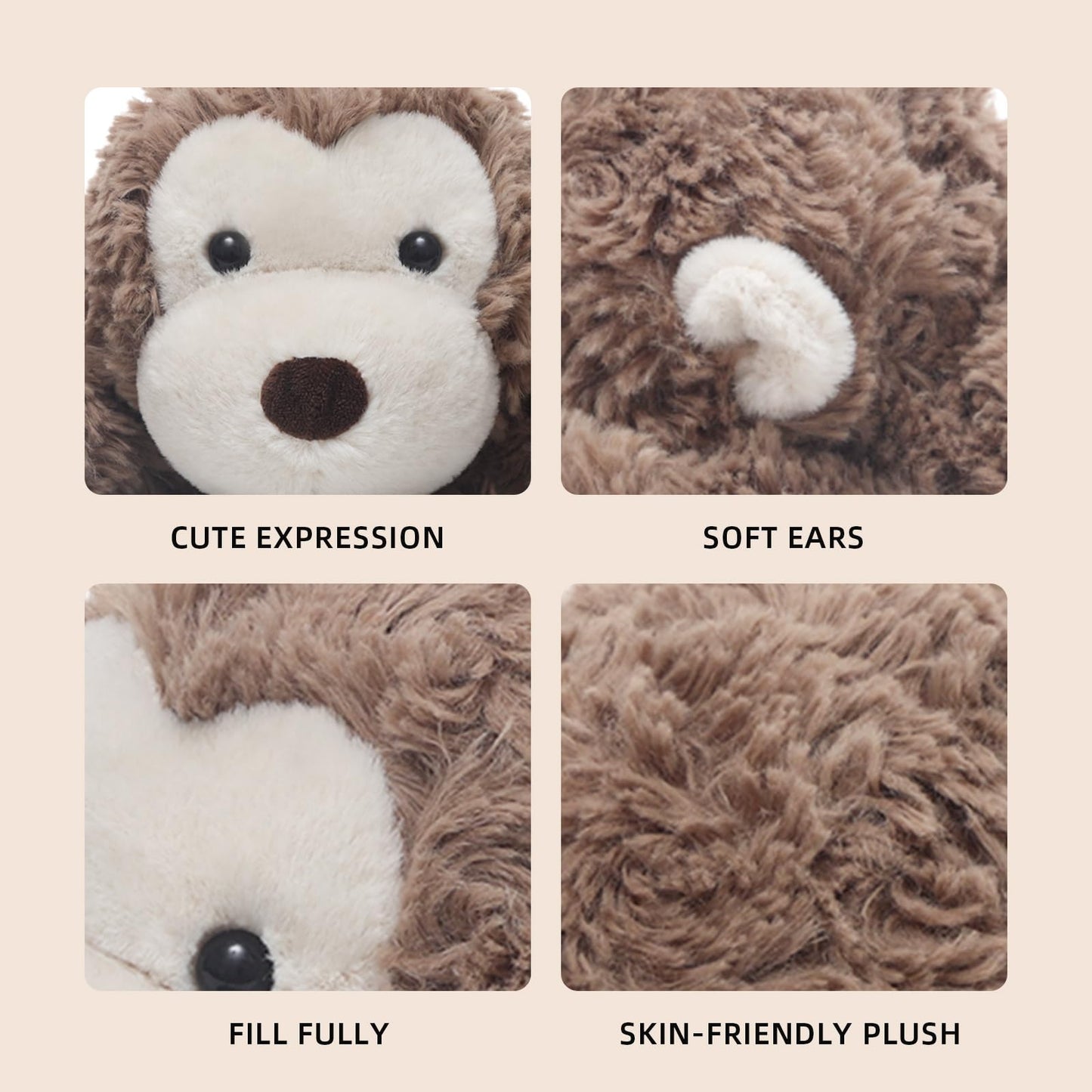 Niceween Monkey Stuffed Animal Monkey Plush Toy Soft and Premium Gifts for Babies Children Adults,Dark Brown,13 Inches