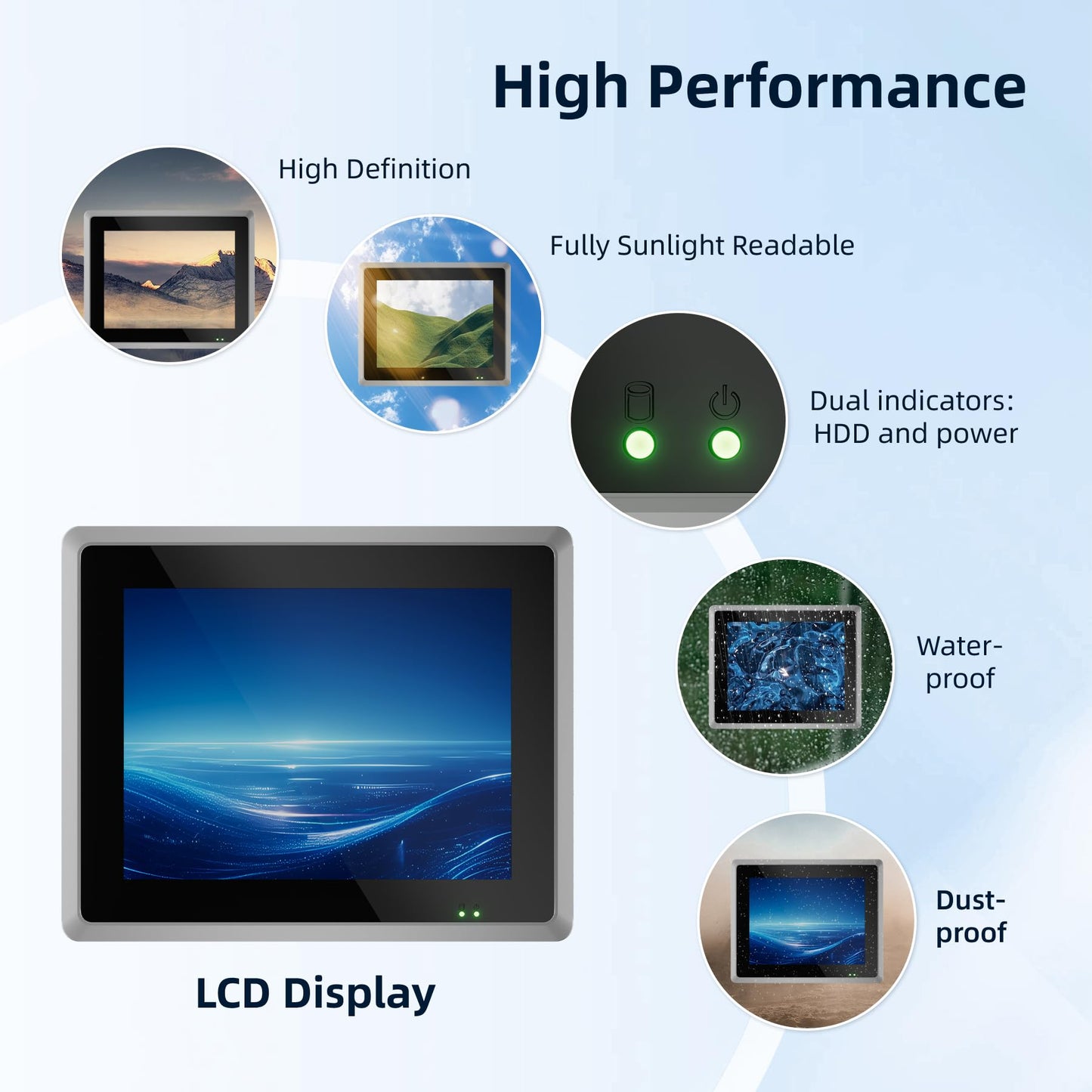 NORQIN 17 inches Industrial Embedded Panel PC,10 Point Capacitive Industrial Touch Screen Panel Computer,IP65 All-in-One Computer,Windows OS,for Kiosk,Factory,Automation (J6412,8GB RAM 128GB SSD)