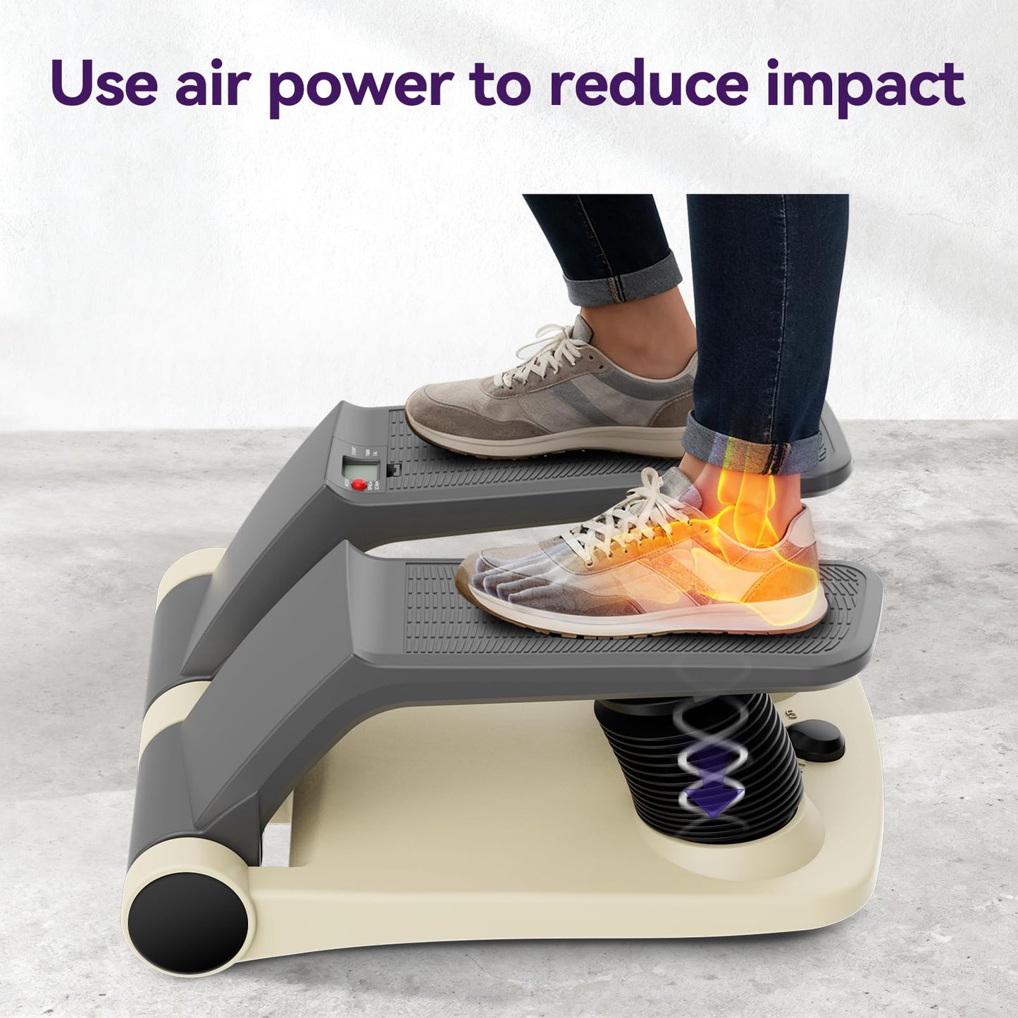 Air Stair Climber Stepper Machine for Home Gym, Adjustable Air Resistance with Resistance Bands, Anti-Slip Comfortable Foot Pedals, Quiet Cardio Fitness Stepper