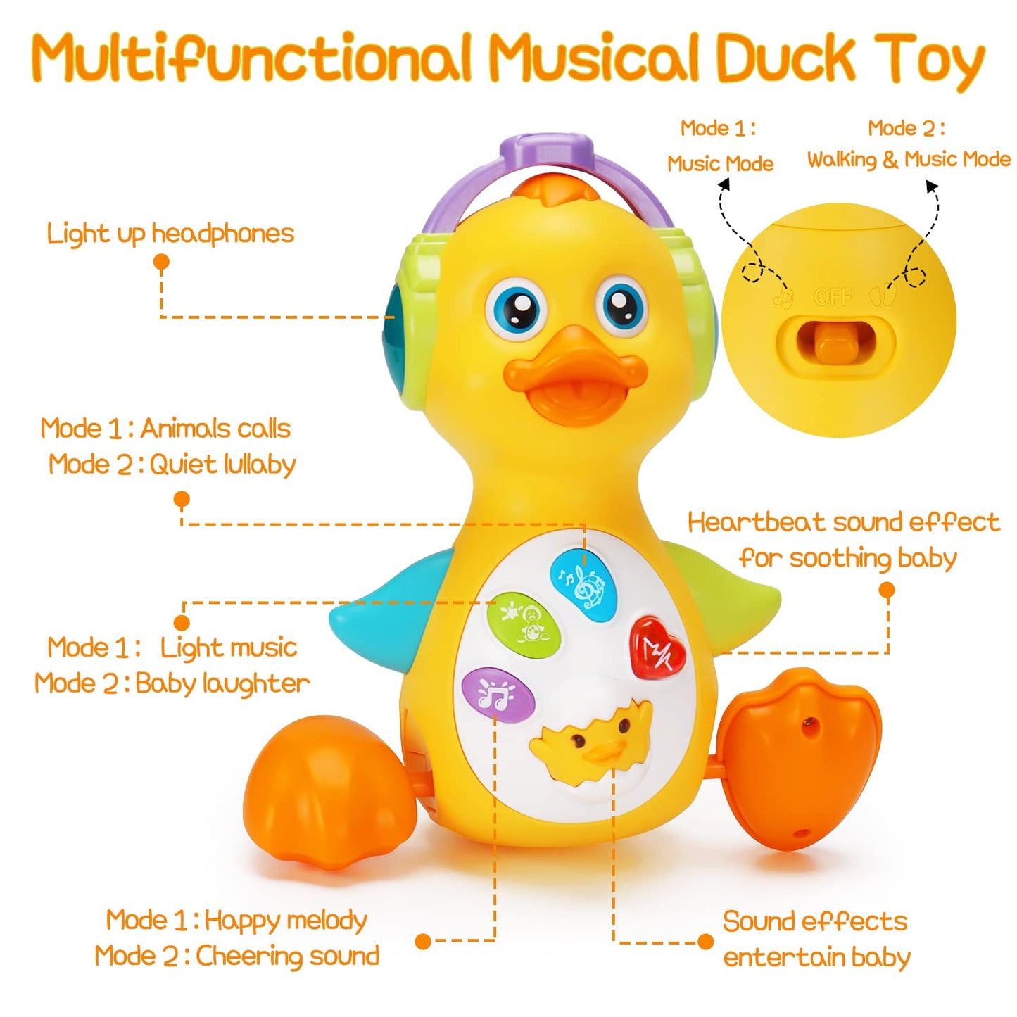 Baby Musical Duck Toy Dancing Crawling Tummy Time, Light Up Infant Toys 0-3-6 6-12 12-18 Months Gifts for 1 2 Year Old Boys Girls Baby Learning Development Toddler Toys Age 0-2