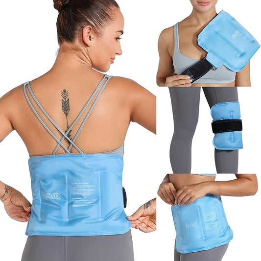 REVIX Gel Ice Pack for Back Discomfort Relief, Soft Plush Lining Ice Wrap for Lower Back, Shoulder, Hip, Arm, Knee, Cold Compress Therapy, 16 ÃÂ 9 "