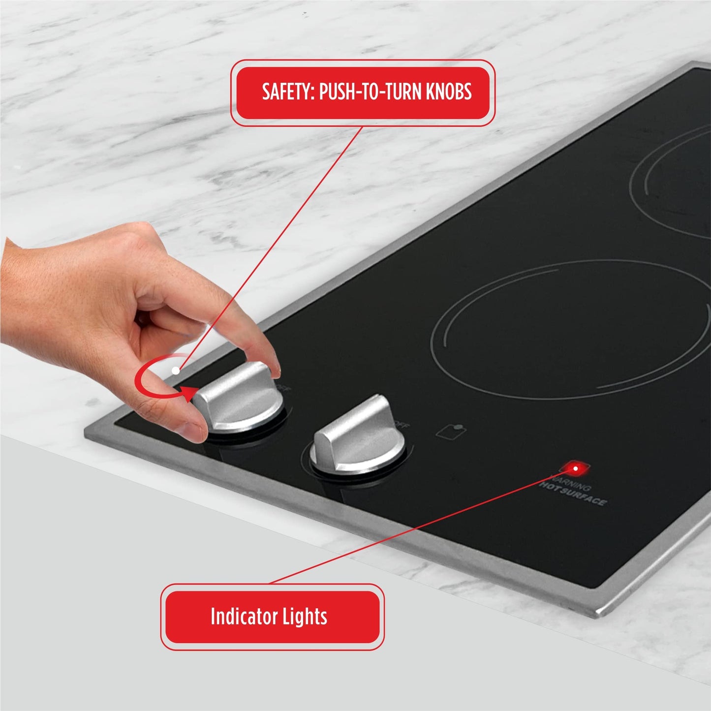 Summit CR2B12ST 12" Wide 115V 2-Burner Radiant Cooktop, Black Ceramic Glass, 1400W, ADA Compliant, Safety Heat Indicator, Easy to Clean, Cord Included, Hotel Suites, Extended Stay, Apartments, House