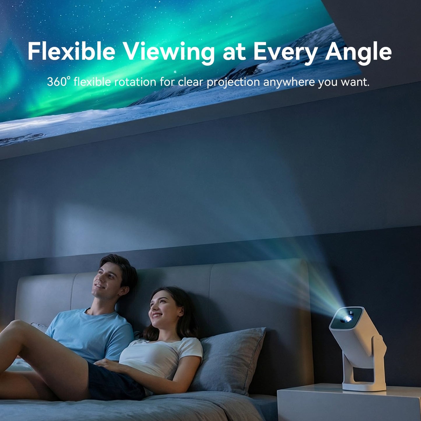 Wanbo Cube 1 Smart Projector with WiFi and Bluetooth, Android TV OS, Google Voice Assistant, 360°Adjustable Home Projectors, 1080P Support, Auto Keystone, Movie Portable Outdoor Projector, Dark Green
