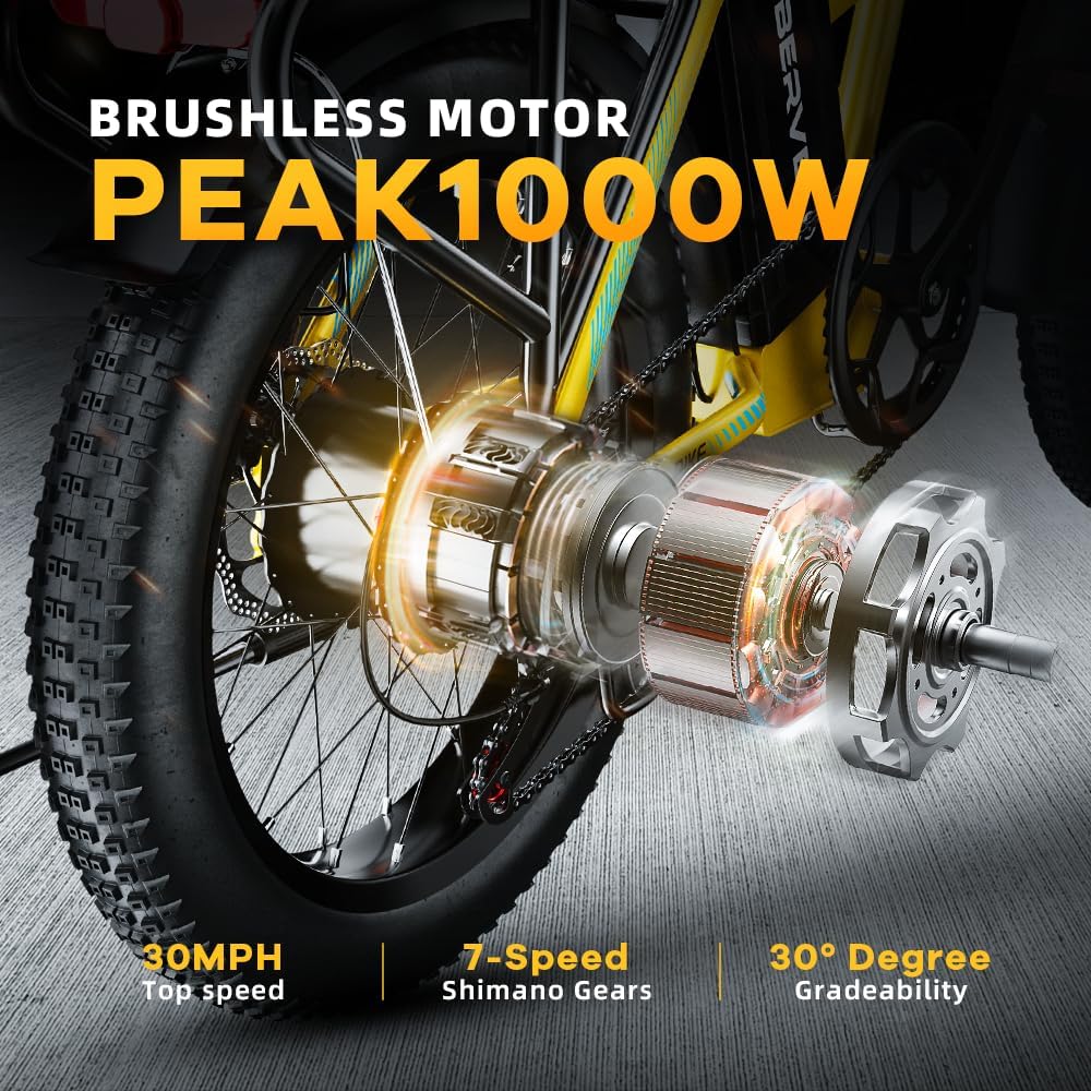 CBVELO 1000W Folding Electric Bike for Adults, 48V/20AH Foldable E-Bike with Long-Range Removable Battery, 30+MPH, 80 Miles Max Range, 20" Fat Tire – Ebike for Commuting and City Travel