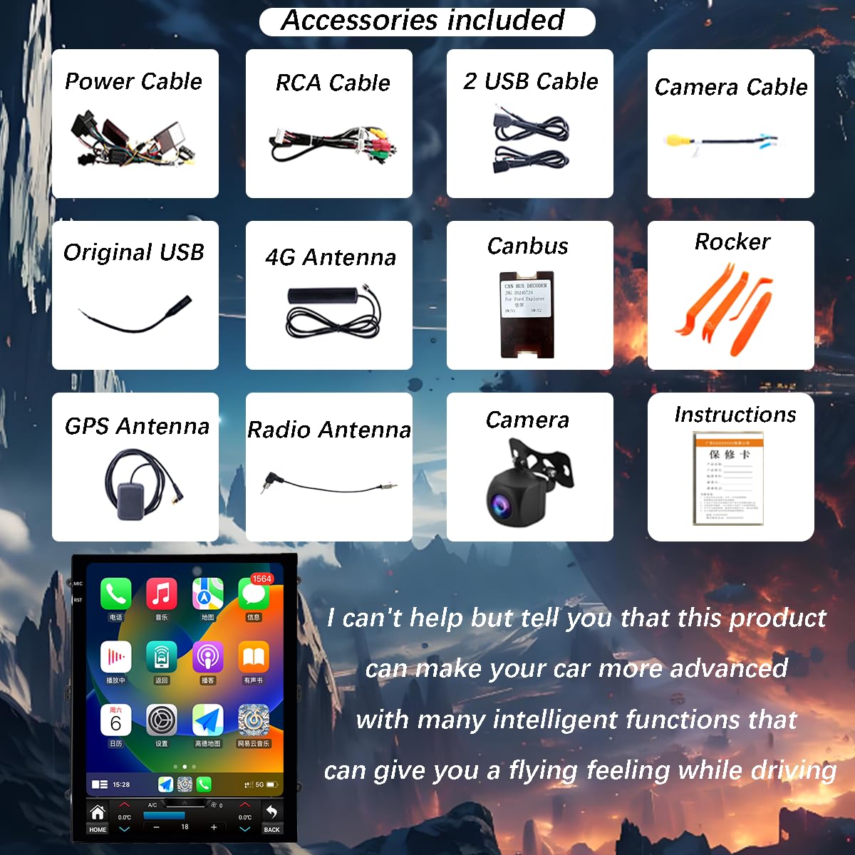 8GB+128GB,Upgrade Car Radio for Nissan 370Z 2009-2021 Car Radio Android 14 Stereo Replacement 13.8 inch Touch Screen Tesla Vertical Screen Style with Wireless Carplay & Android Auto (8GB+128GB)