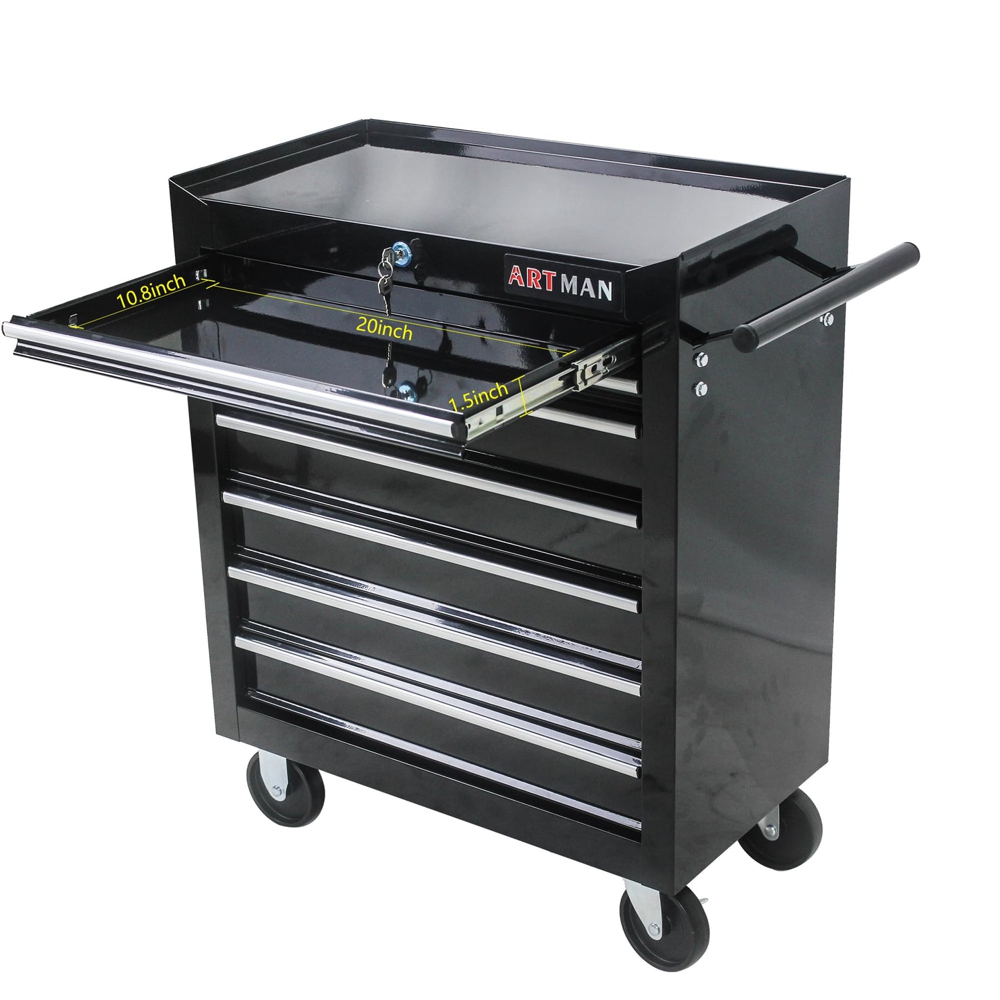 nifoti 7 Drawers Tool Cart on Wheels,Multifunctional Rolling Tool Chest Tool Storage,Drawers Rolling Tool Trolley Organizer Tool Case for Garage,Warehouse,Workshop,Repair Shop (7 Drawers-29.9"H-Black)