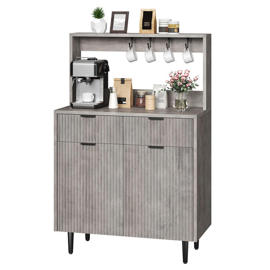 IDEALHOUSE 2-Door Sideboard Buffet Cabinet with 2 Drawers, Wood Storage Cabinet for Dining Room, Kitchen, and Living Room, Coffee Bar Console Table