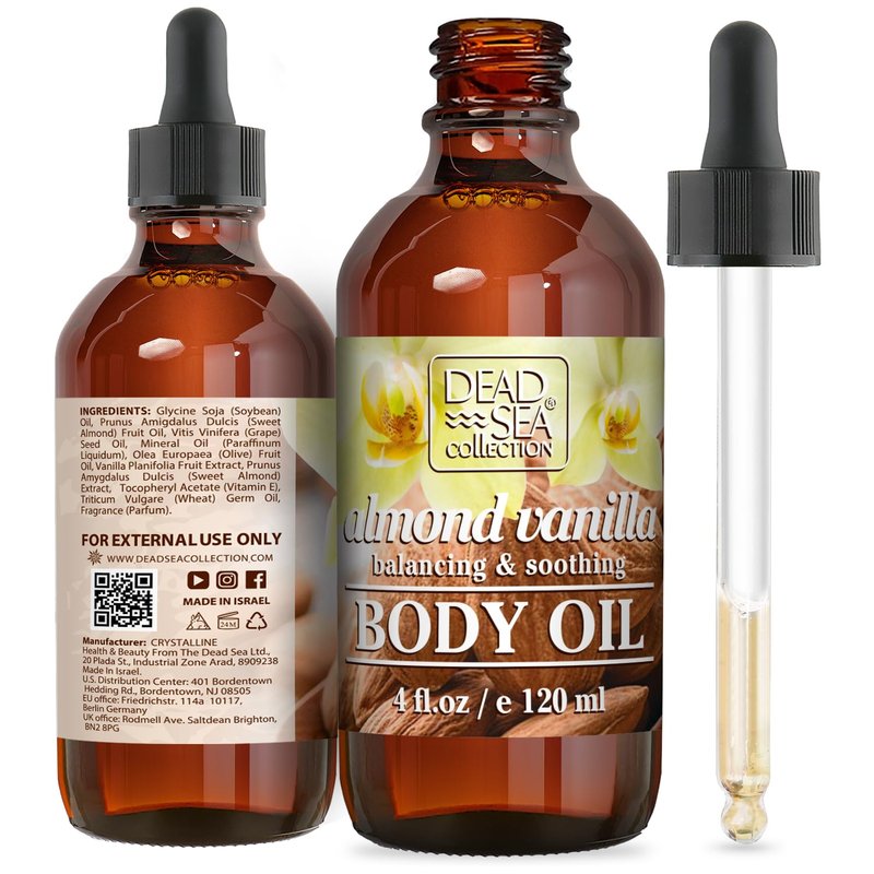 Dead Sea Collection Body Oil with Hemp & Coconut Lime - Dry Skin Moisturizer and Hydrating Massage Oil - Increase Skin Elasticity and Provide Anti-Aging Support for Face and Body (4 fl.oz)