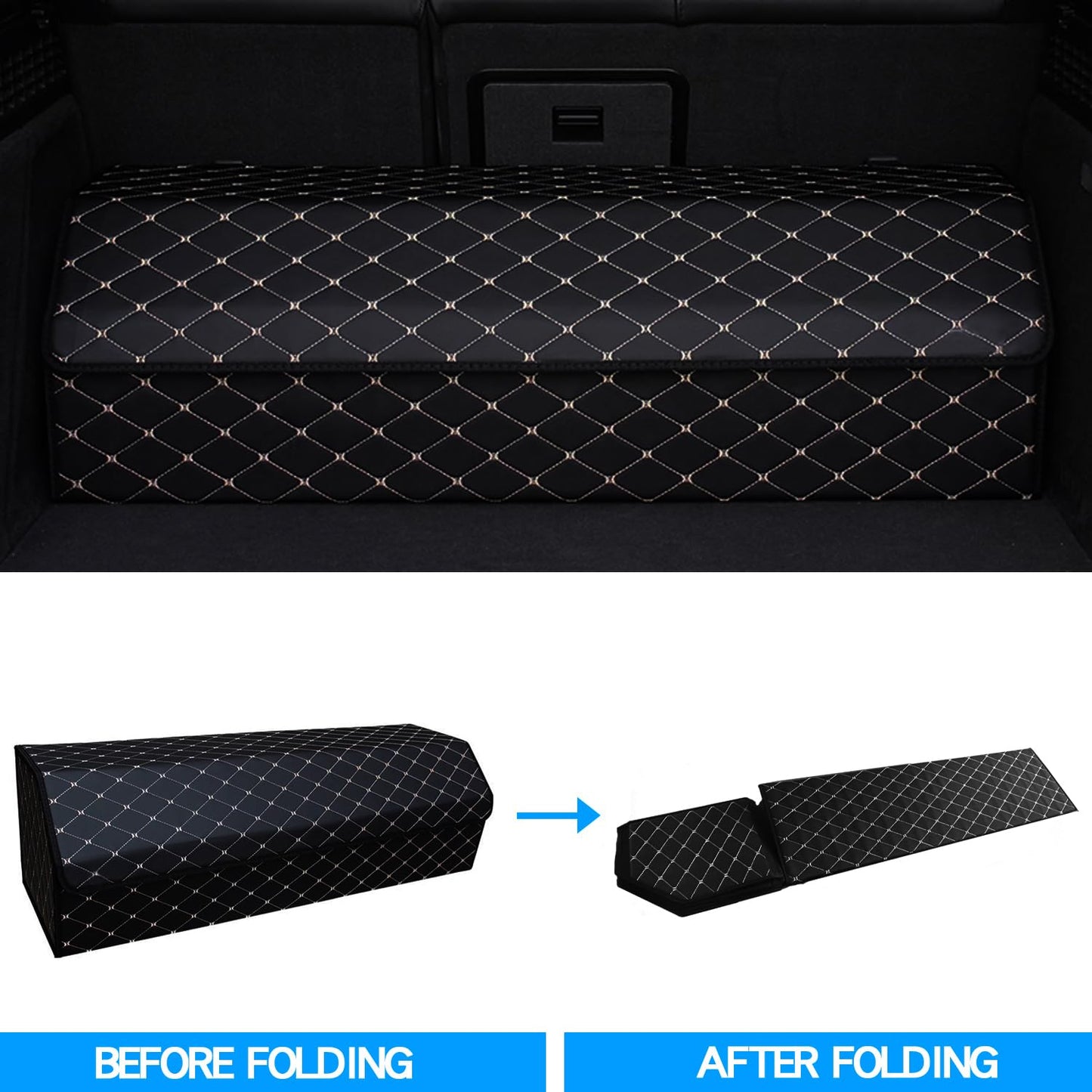 MAIBAOYUAN Car Trunk Organizer for LX 470/570 - Custom Fit, 4-Layer Cover, Large Space Outdoor Trunk Organizer with Leather, Hook and Loop Fastener Fix, All-Season Use