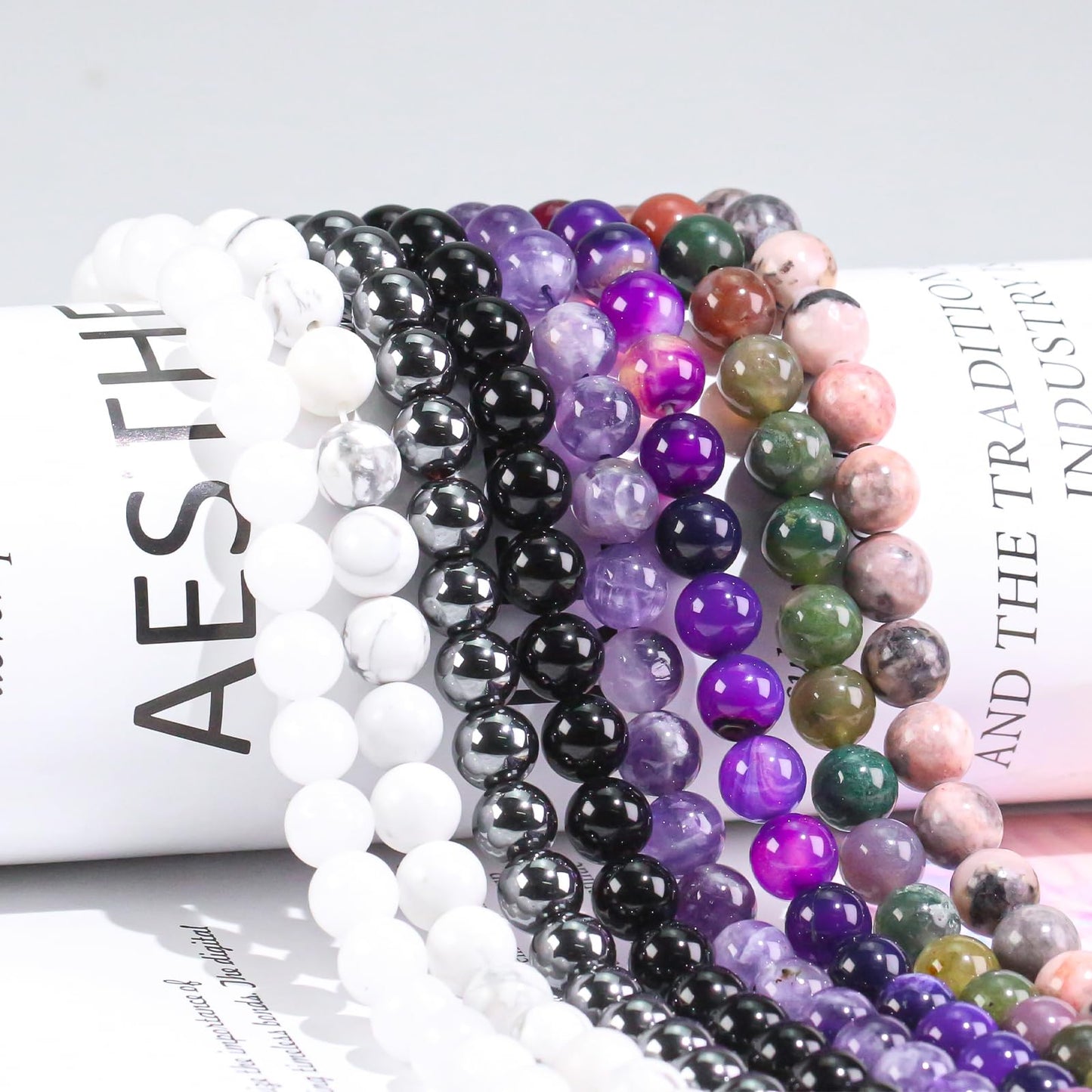 8mm Natural Gemstone Howlite Round Loose Beads for Jewelry Making DIY Bracelet Necklace (45-48pcs/strand)