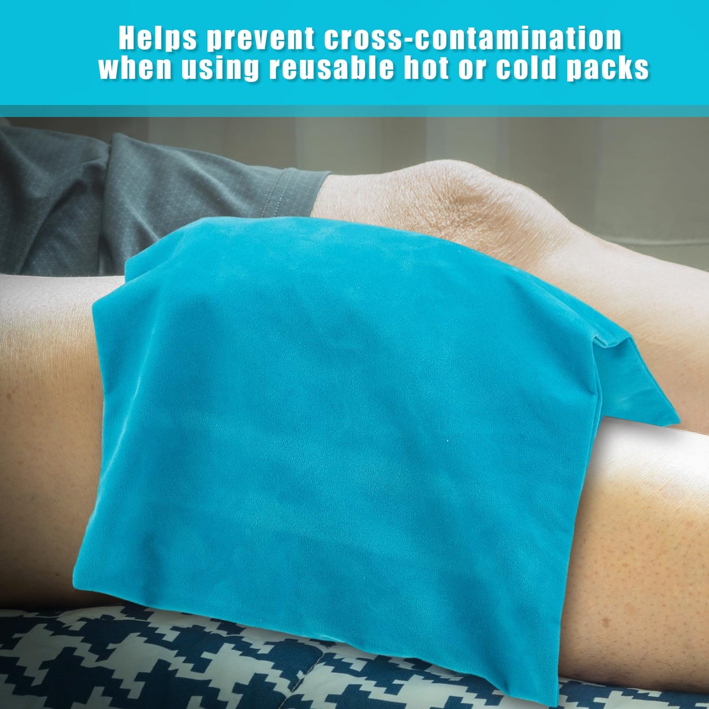 Paterr 5 Pcs Soft Flannel Cold Pack Sleeves Reusable Washable Fabric Cover for Protective Hot Ice Cover, Cold Pack Not Included, Blue(6"x9"")"