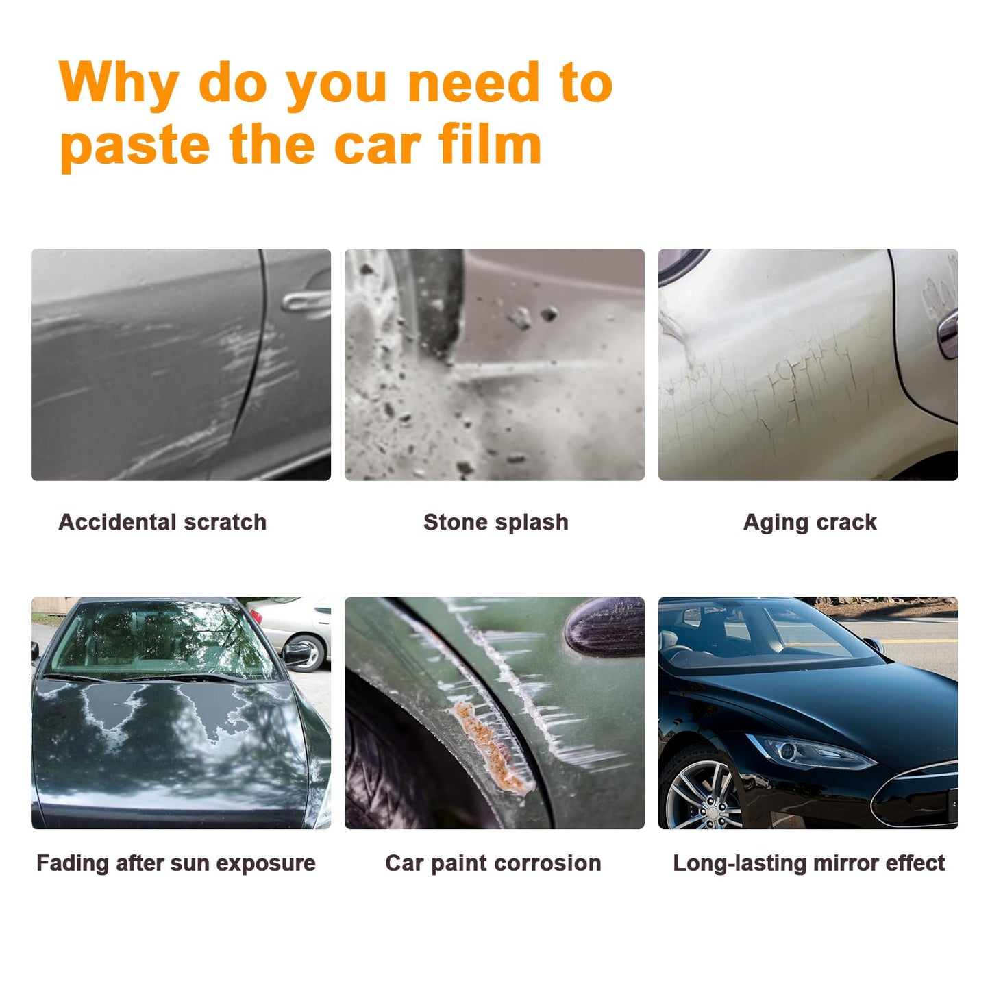 FDAIUN PPF Clear Car Pre-Cut Paint Protective Film for Tesla Model S 2016-2020 Self Adhesive TPU Rainproof Waterproof HD Scratch Exterior Accessories (Front Bumper&Headlights 8Pcs)