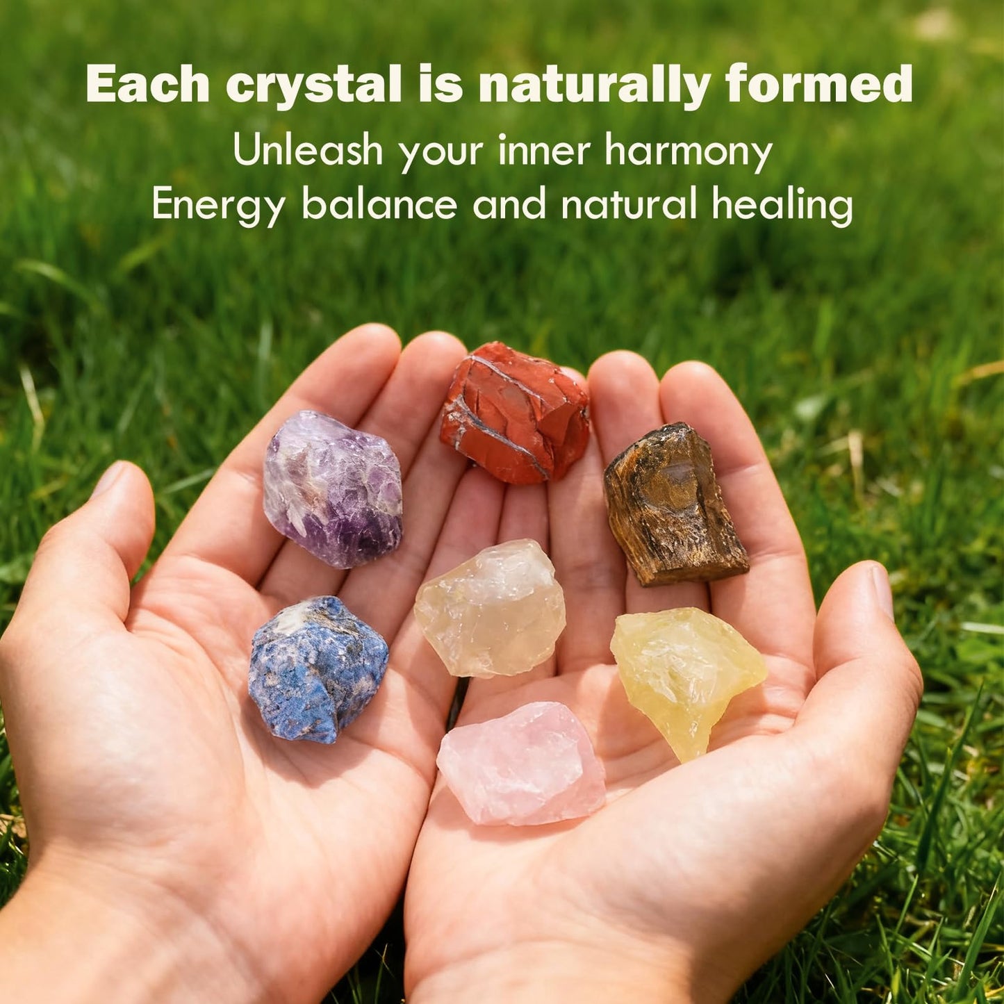 7Pcs Crystals and Healing Stones, Real Healing Crystals, Raw Crystals, Rose Quartz, Amethyst, Citrine, Quartz