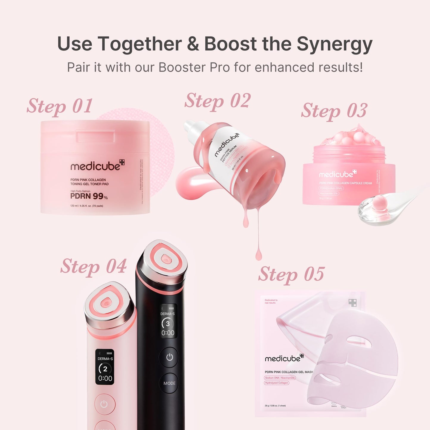 medicube PDRN Pink Peptide Serum with Salmon DNA | Pink Glow Serum with Peptides & Niacinamide for Hydration & Firm-Looking Skin | Uneven Tone Care | Korean Skincare, 1.01 fl. Oz