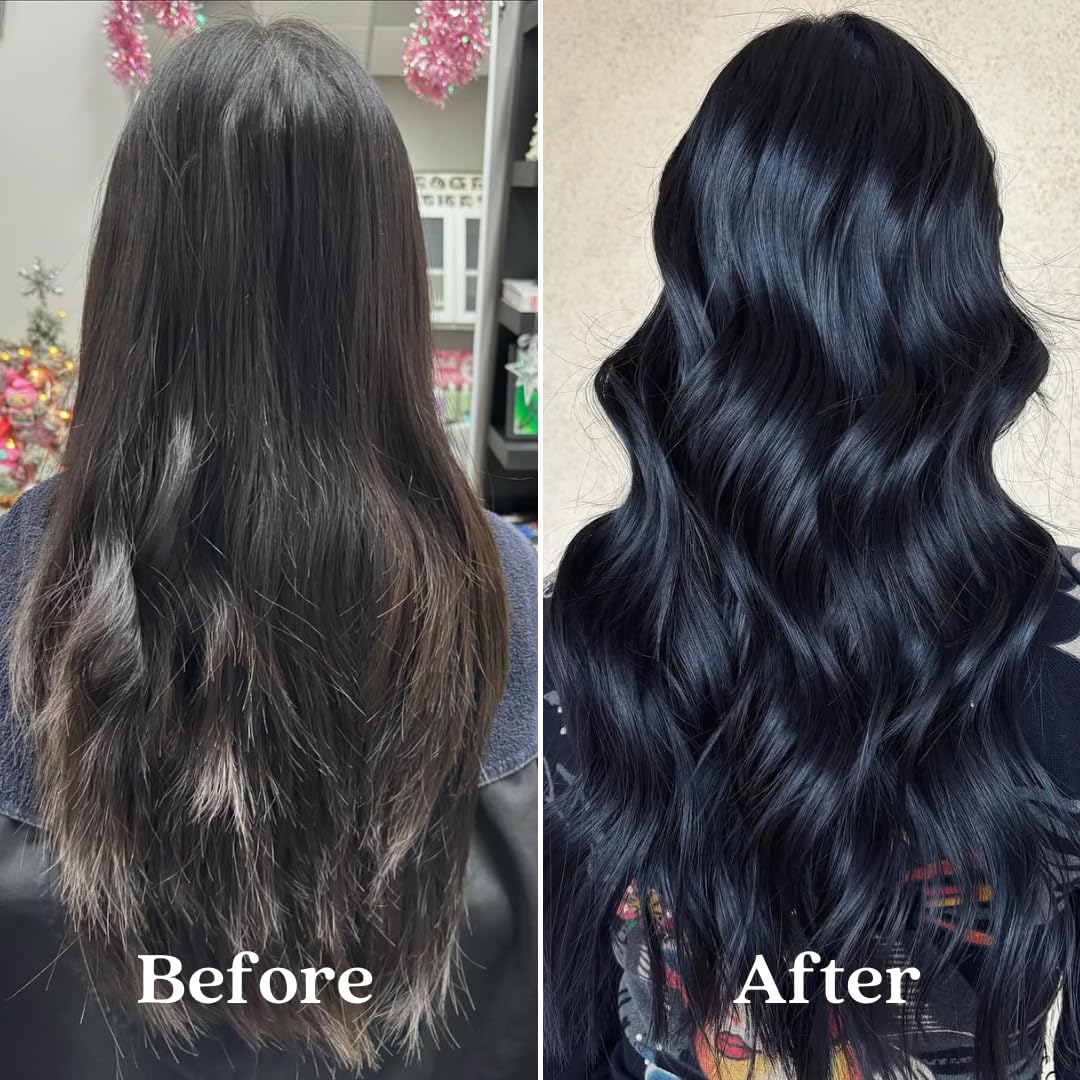 Pallure Color Pigment Refresher Mask Shine Kit, Semi Permanent Hair Color Depositing Conditioner, 8.5 Oz Jet Black