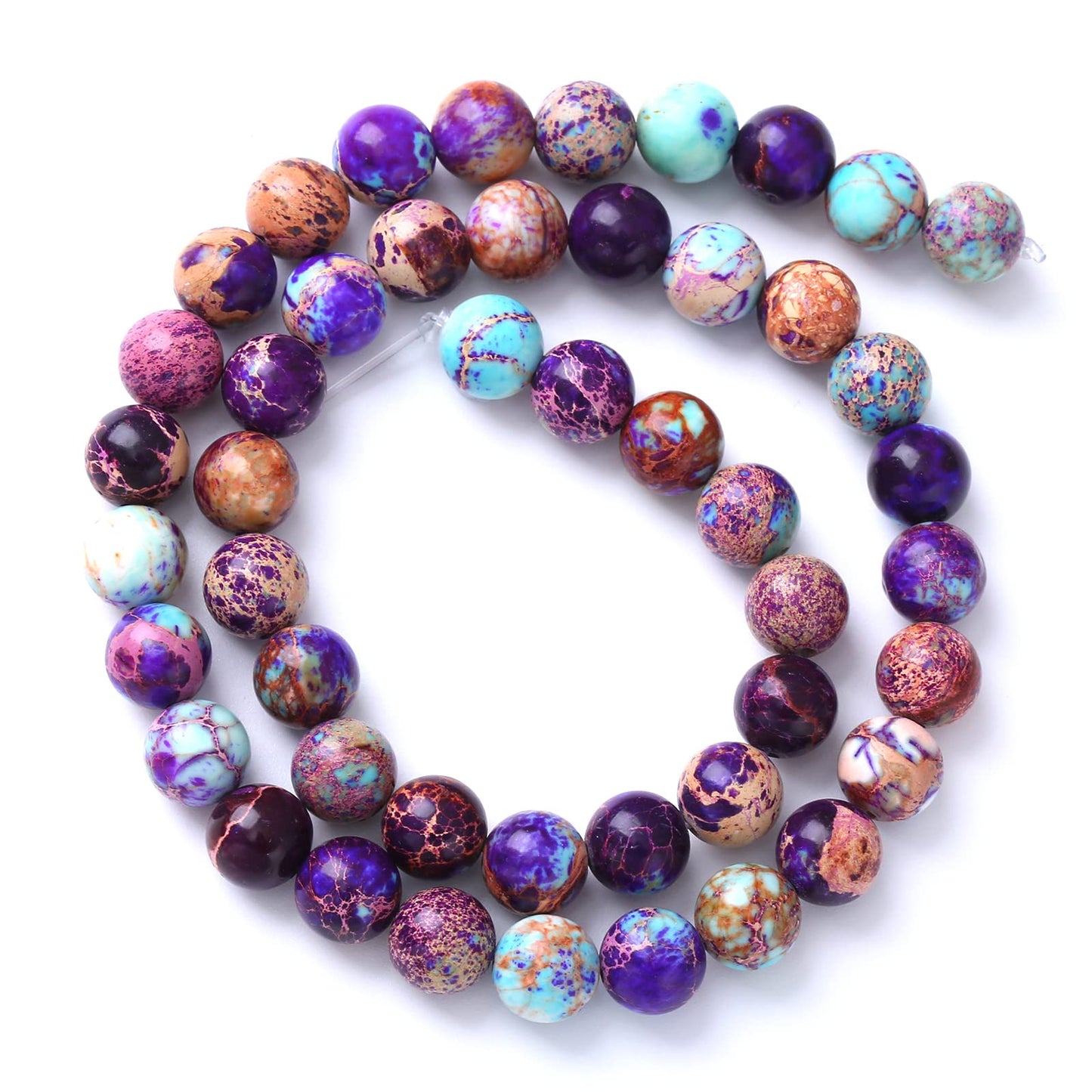 6mm 60pcs Natural Stone Galaxy Purple Sea Sediment Imperial Jasper Loose Beads for Jewelry Making DIY Bracelet Necklace