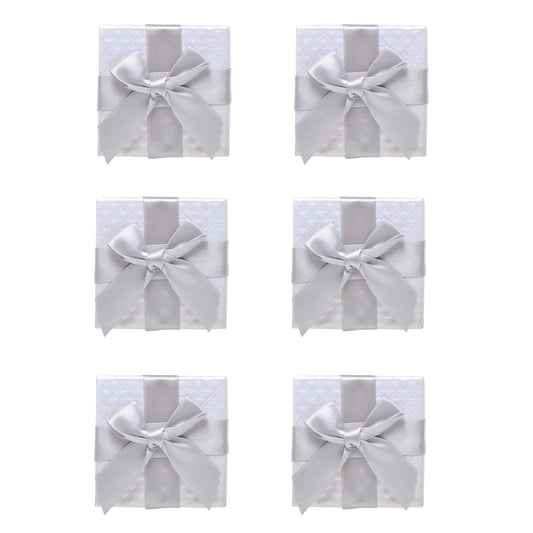 Pearl Miner 2.8 x 2.8 x 1.4 Inches Jewelry Gift Boxes with White Ribbon Bow, 6 Pack